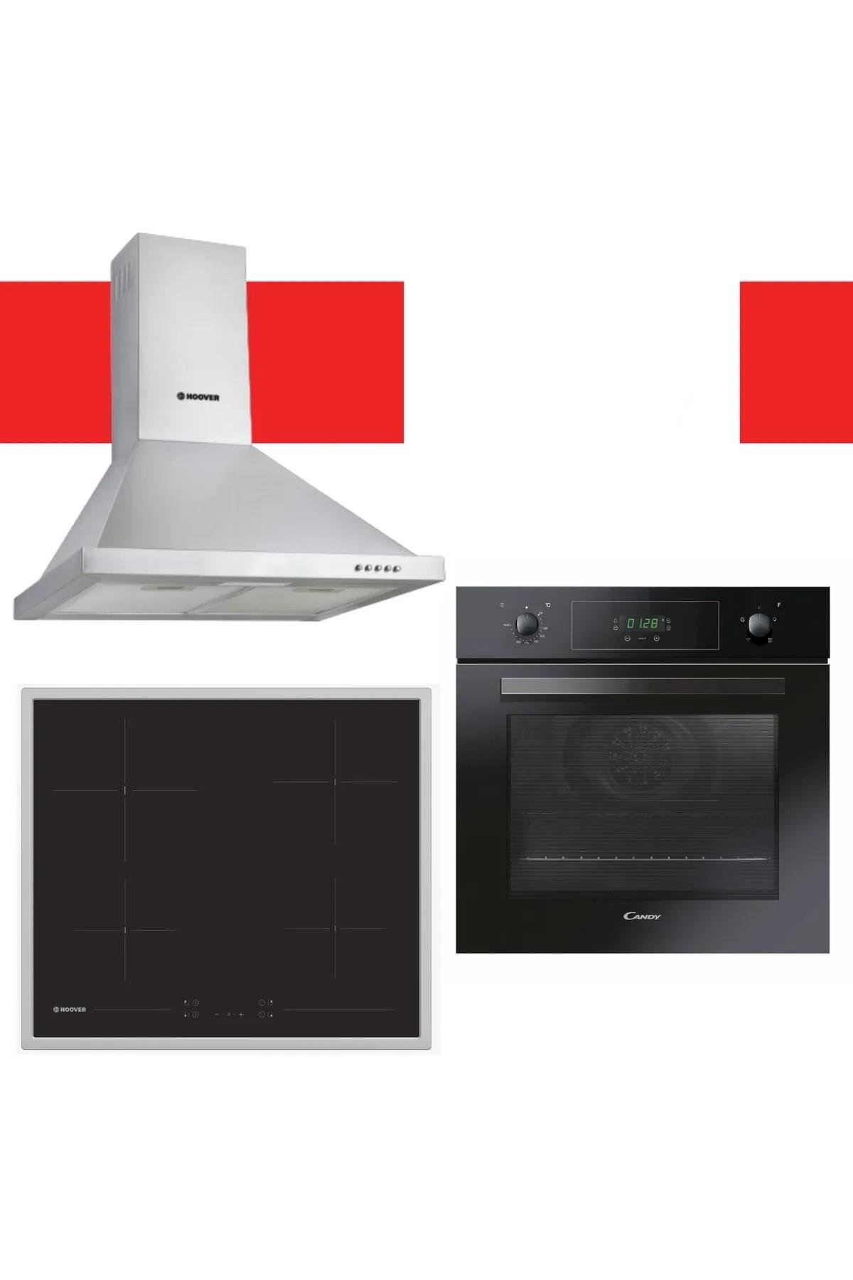 HooverHoover Canddy Elektrikli Turbolu Siyah Cam 3'Lü Ankastre Set (Hch6Mxtk-Hh64Fc-fcp405n/e)