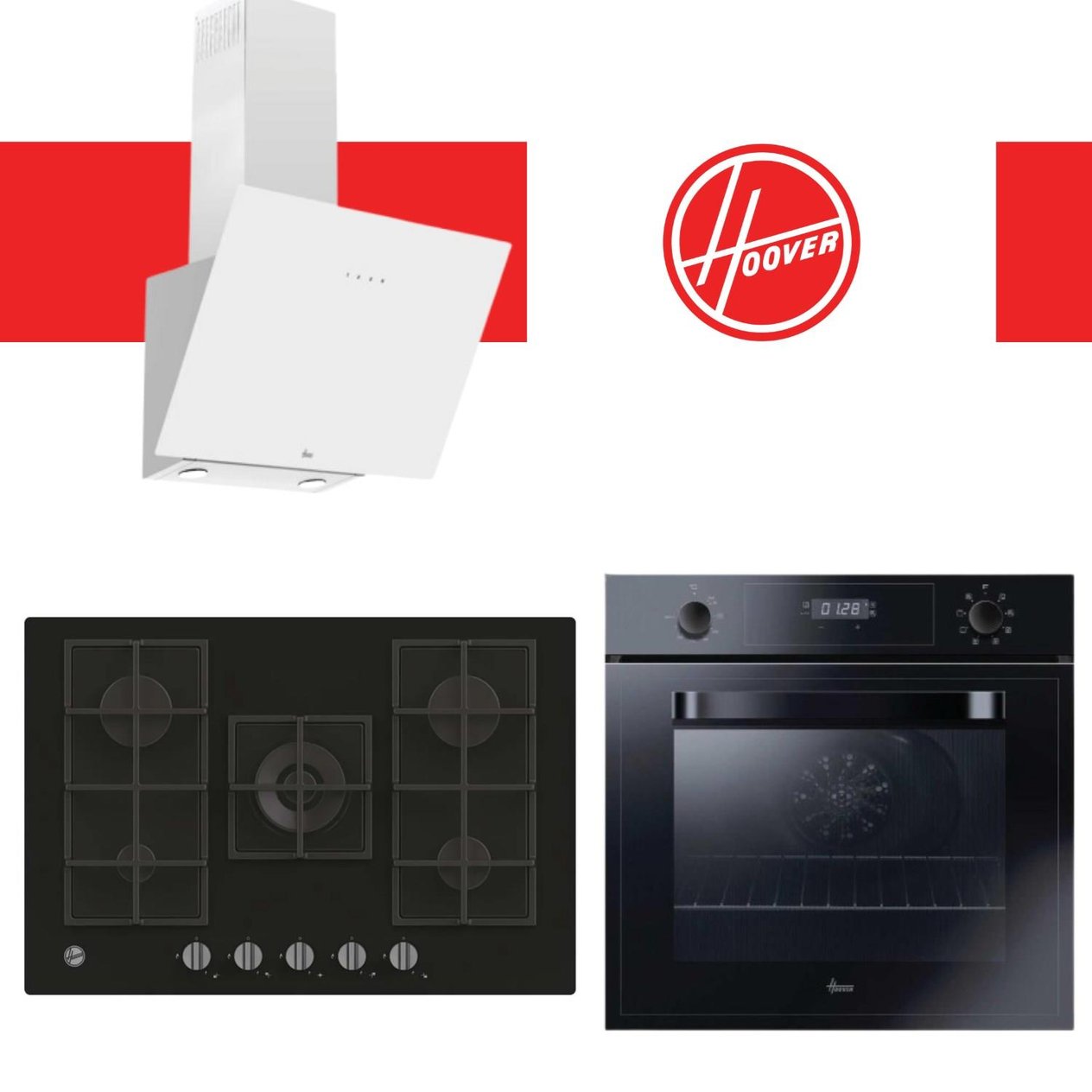 HooverHoover Ferlina Ankastre Set ( HOT3051BI/E Siyah Fırın + HVG74K3B 75 cm Siyah Ocak + HDG6C1GWTK )