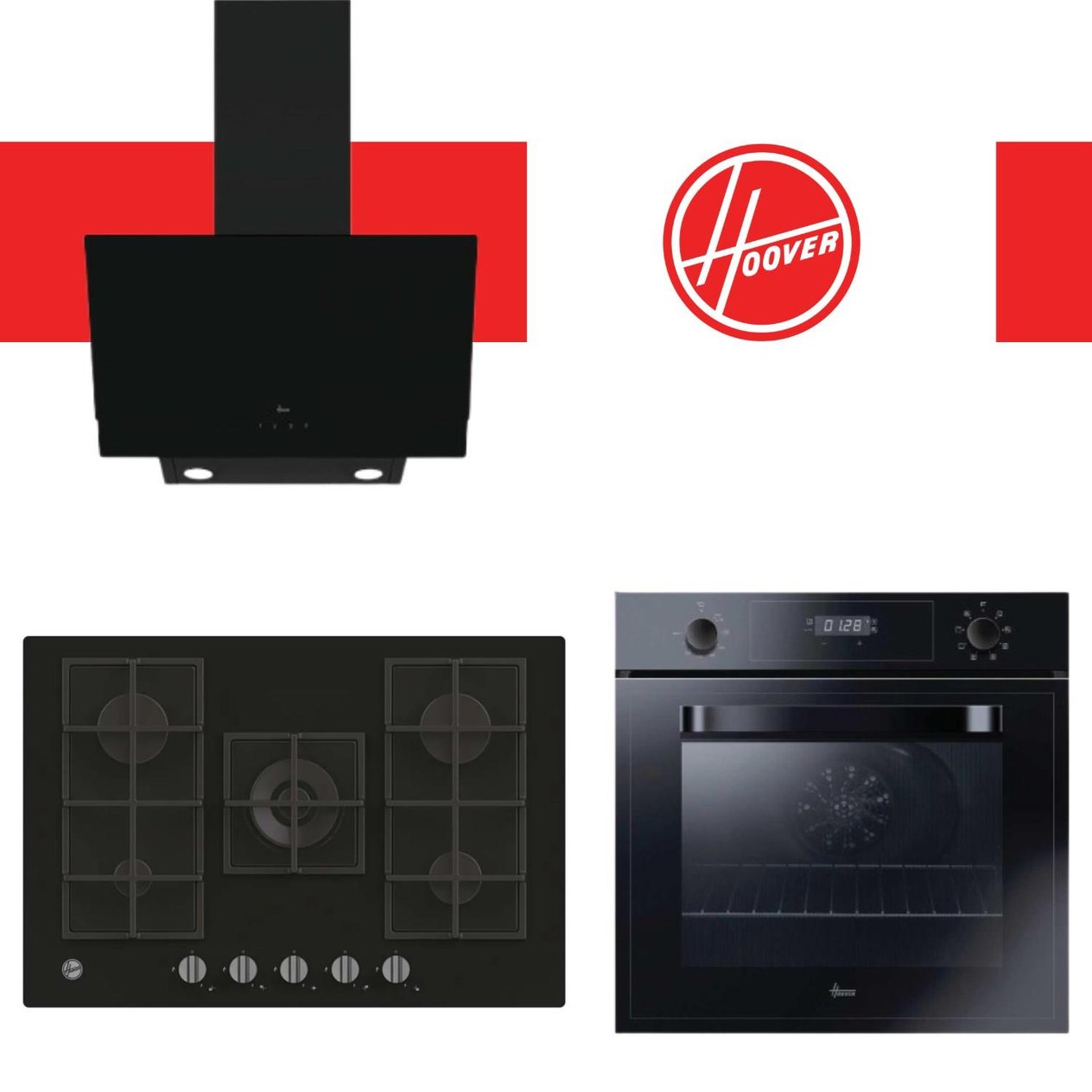 HooverHoover Novessa Ankastre Set  ( HOT3051BI/E Siyah Fırın + HVG74K3B 75 cm Ocak + HDG6C2GBTK )