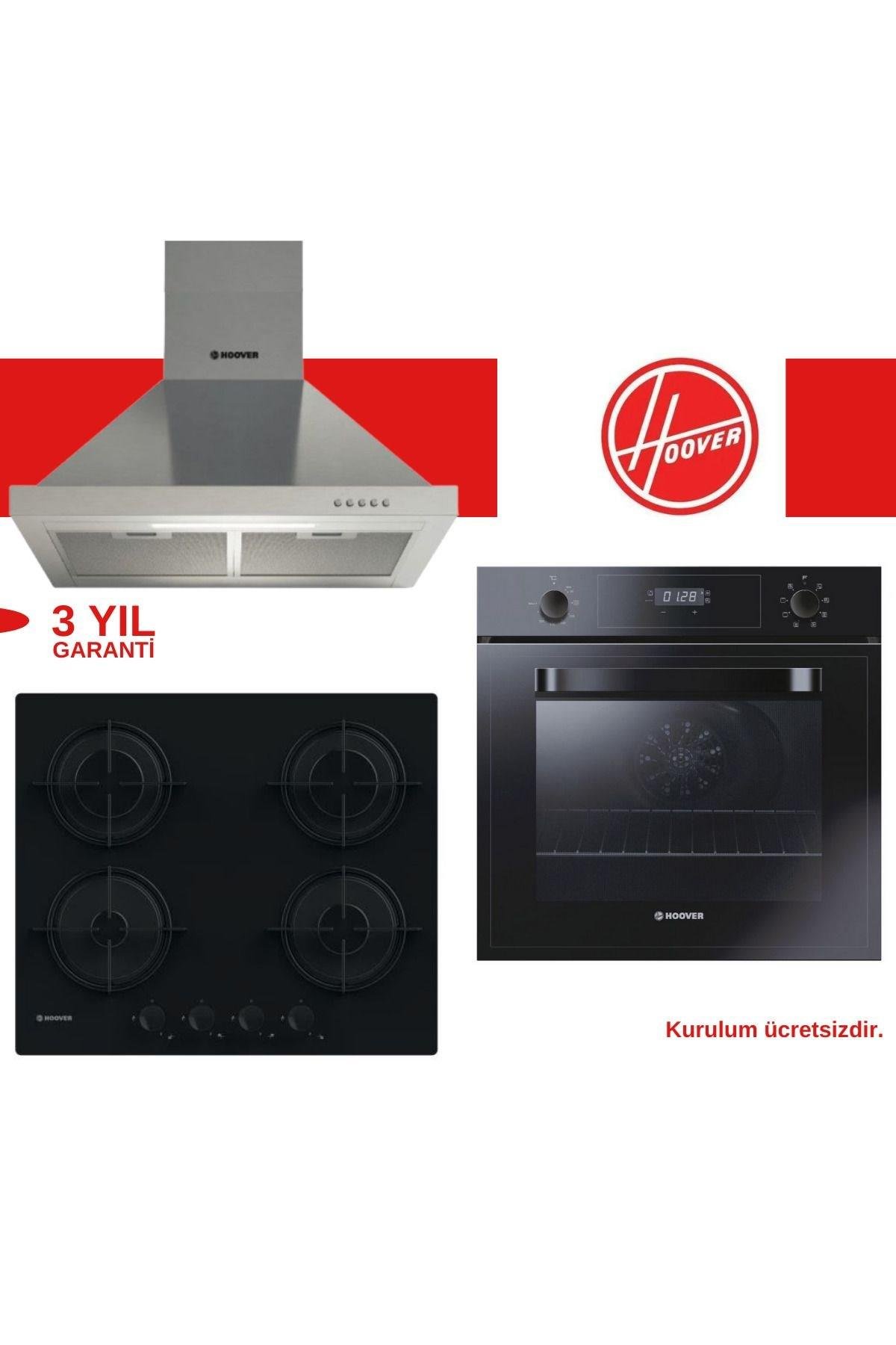 HooverHoover Siyah & İnox Piramit Ankastre Set (hch6mxtk-hvw6mbb-3051b)