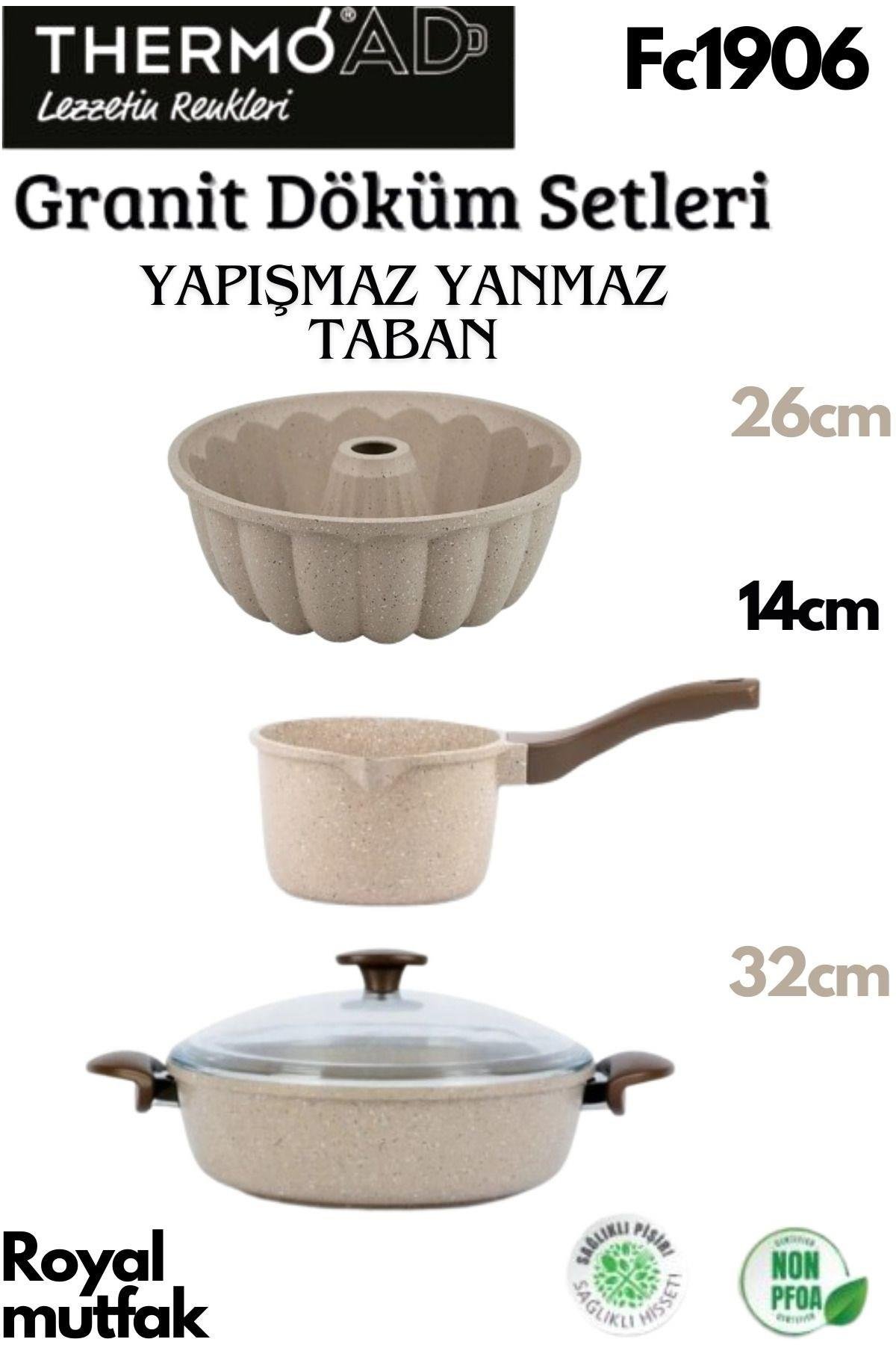ThermoadThermoad 3'Lü Vizon Set (Sosluk&Sütlük-Kek Kalıbı-32 Cm Karnıyarık Tenceresi)