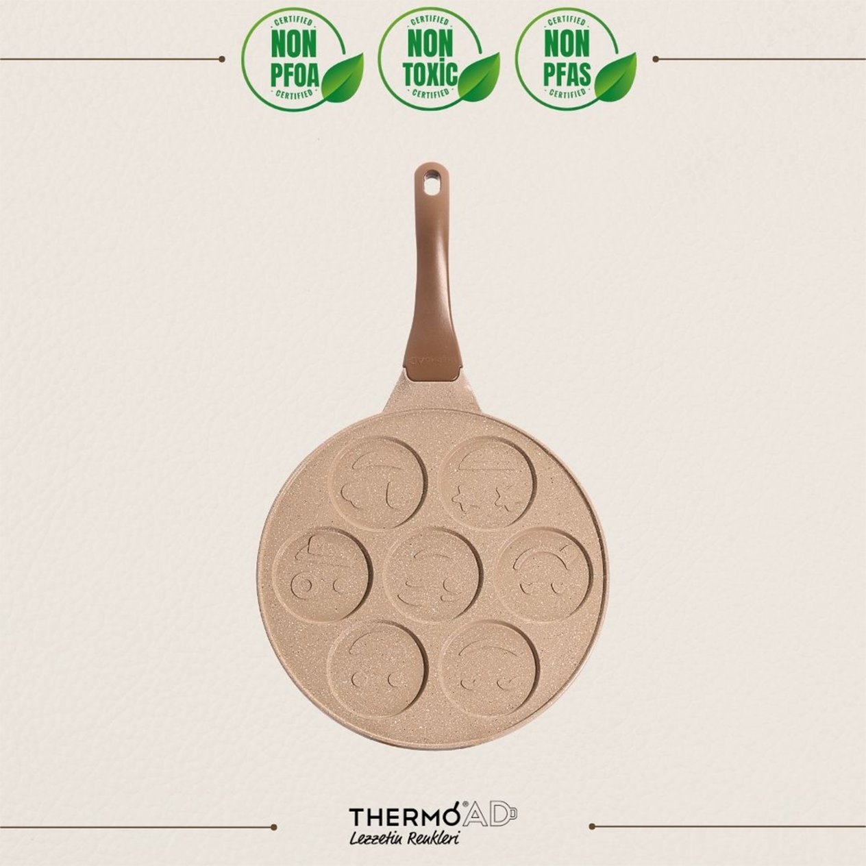 ThermoadThermoAD | Pankek Tavası | Emojili | Vizon | 28cm