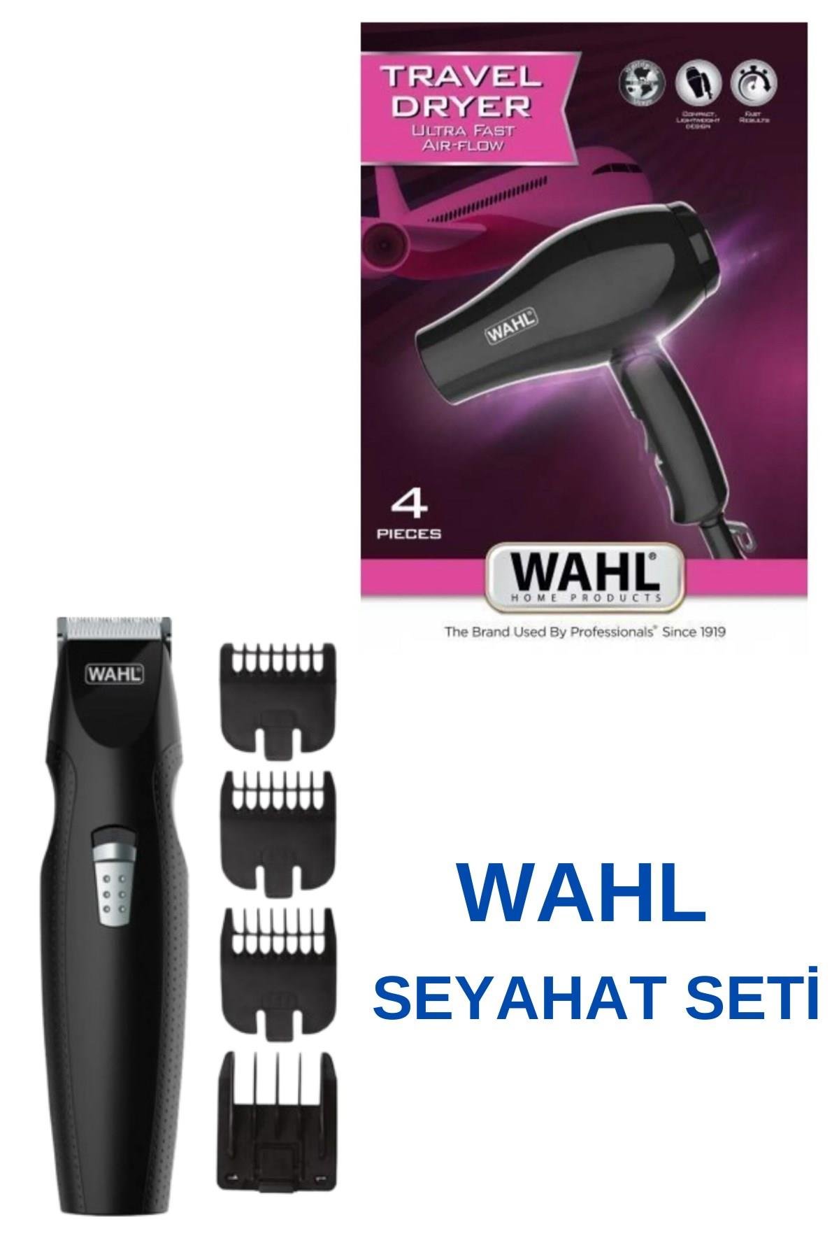 Wahl3402-0470 Seyahat Tipi Mini Saç Kurutma Makinesi + Wahl Pilli Sakal Kesme Ve Makinesi 05606-508