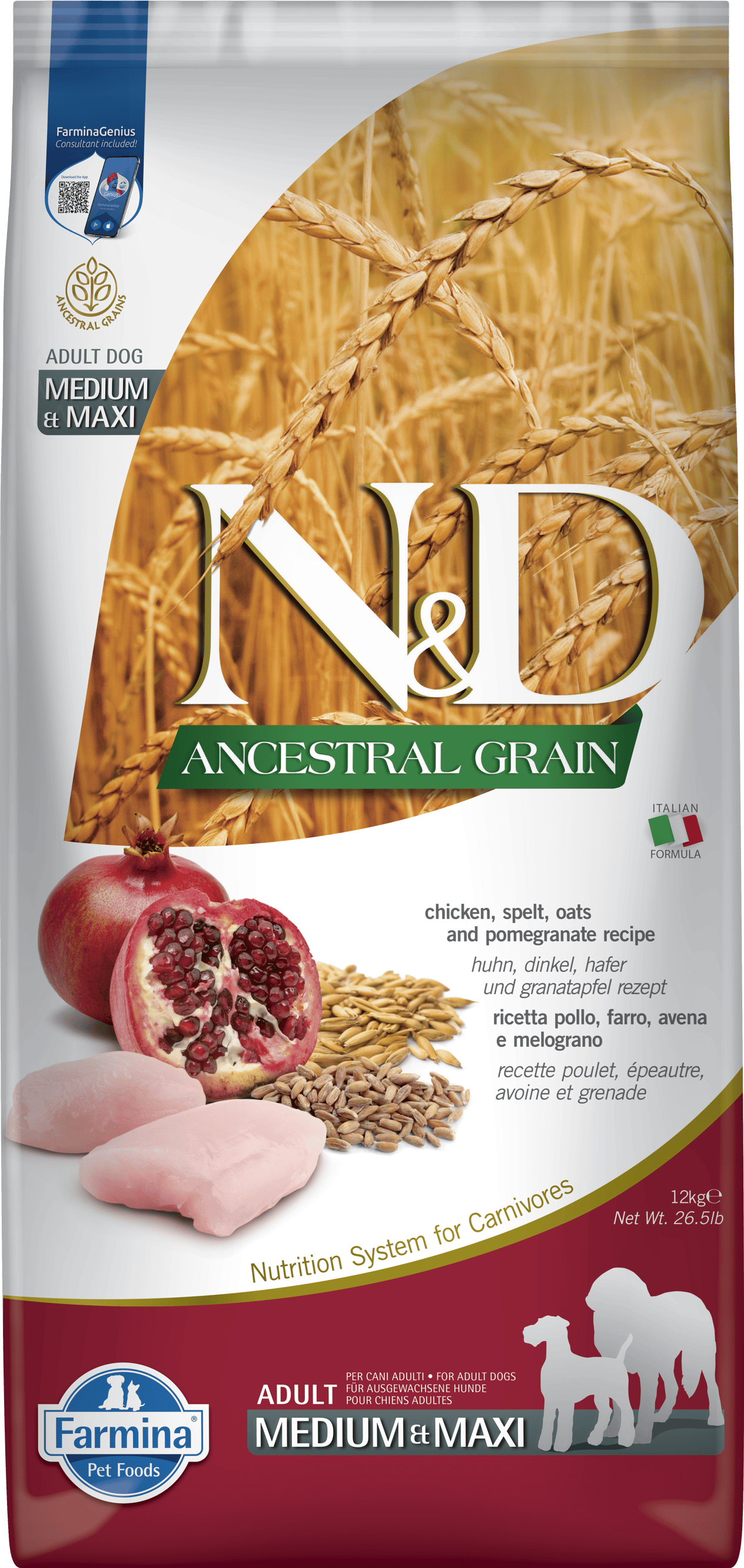 ND Ancestral Grain Tavuk&Nar Adult Medium&Maxi 12kg