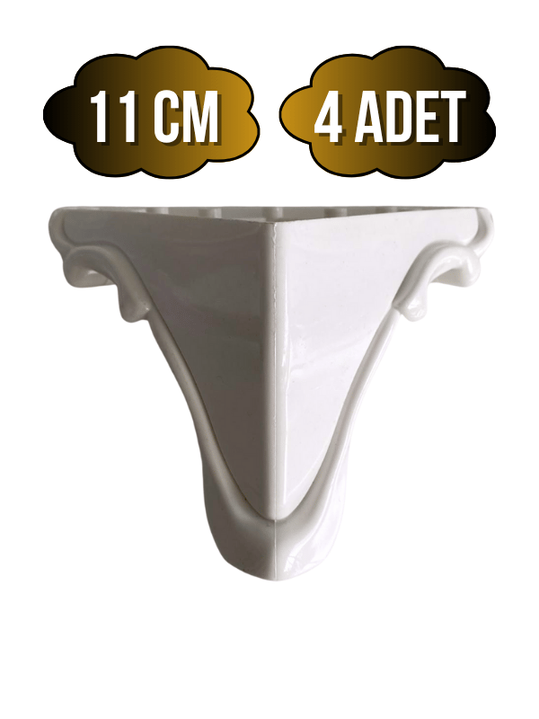  Lükens Şeritli 11cm Plastik Ayak Mobilya Masa ve Dolap Ayağı(BEYAZ)(11CM)(4 ADET)