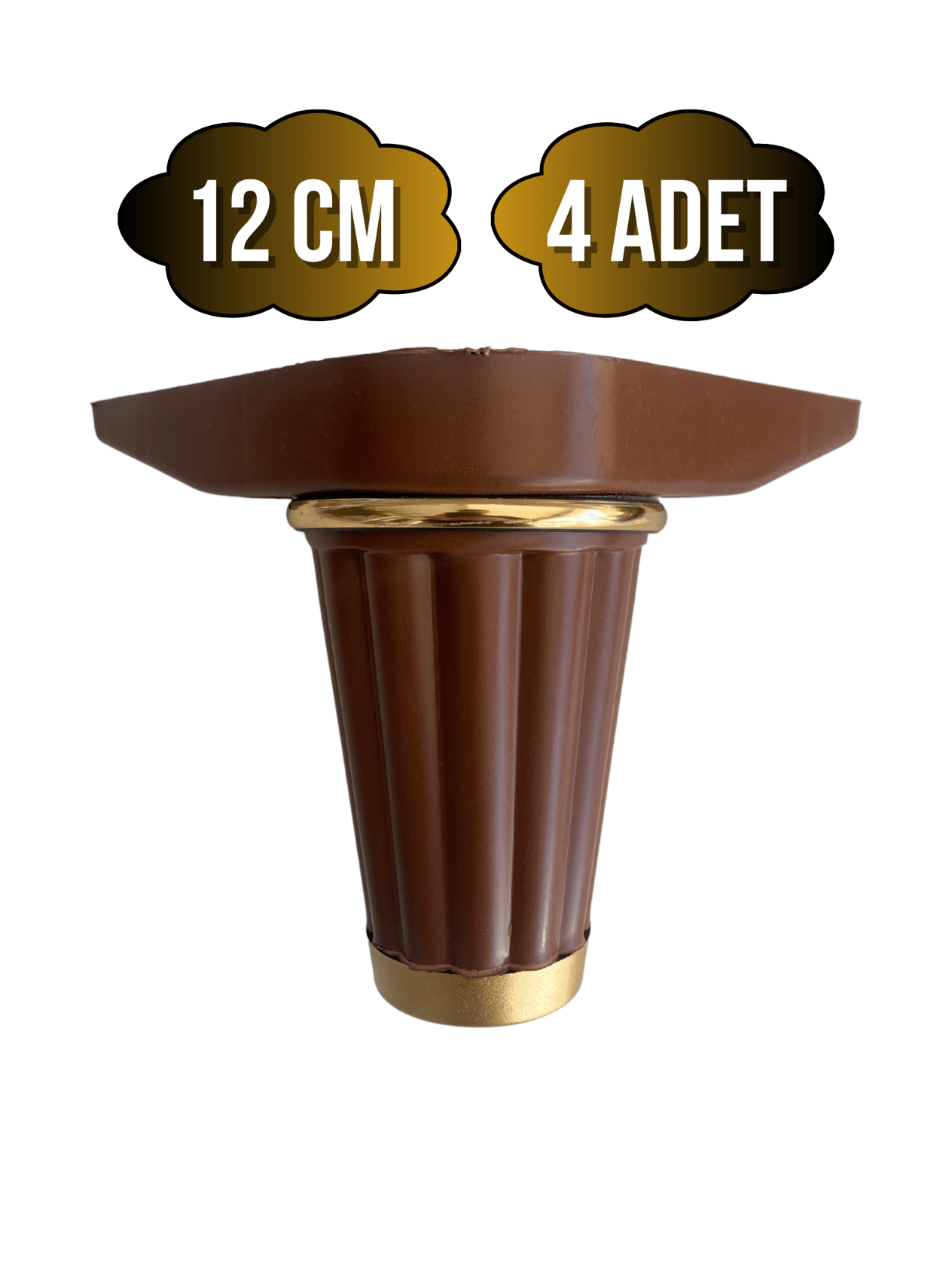 Babil 12cm Plastik Ayak Mobilya Masa ve Dolap Ayağı(12CM)(KAHVERENGİ- ALTIN)(4 ADET)