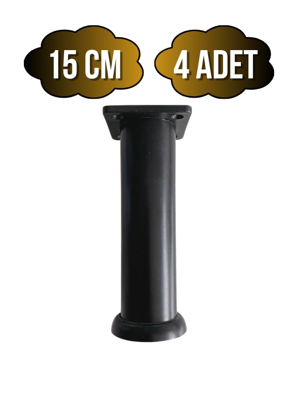 Plastik Siyah Ayarlanabilir Ayak Masa Dolap ve Mobilya Ayağı(SİYAH)(15CM)(4 ADET)