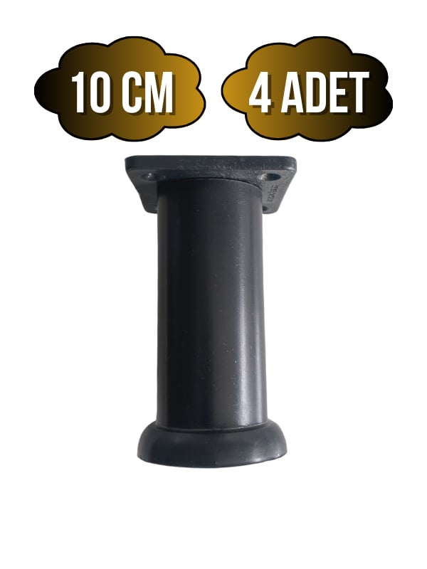 Plastik Siyah Ayarlanabilir Ayak Masa Dolap ve Mobilya Ayağı(SİYAH)(10CM)(4 ADET)