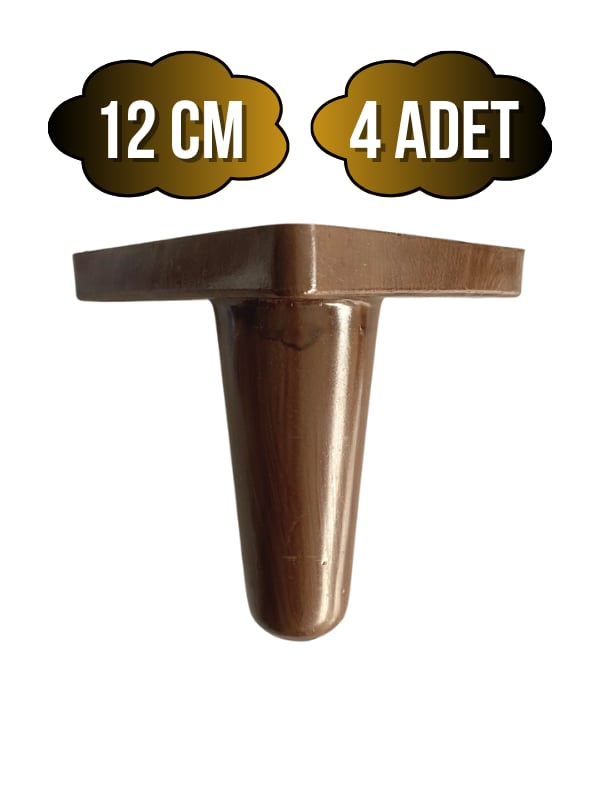 Rüzgar Plastik 12cm Ayak Mobilya Masa ve Dolap Ayağı(12CM)(AHŞAP DESENLİ)(KAHVERENGİ)(4 ADET)