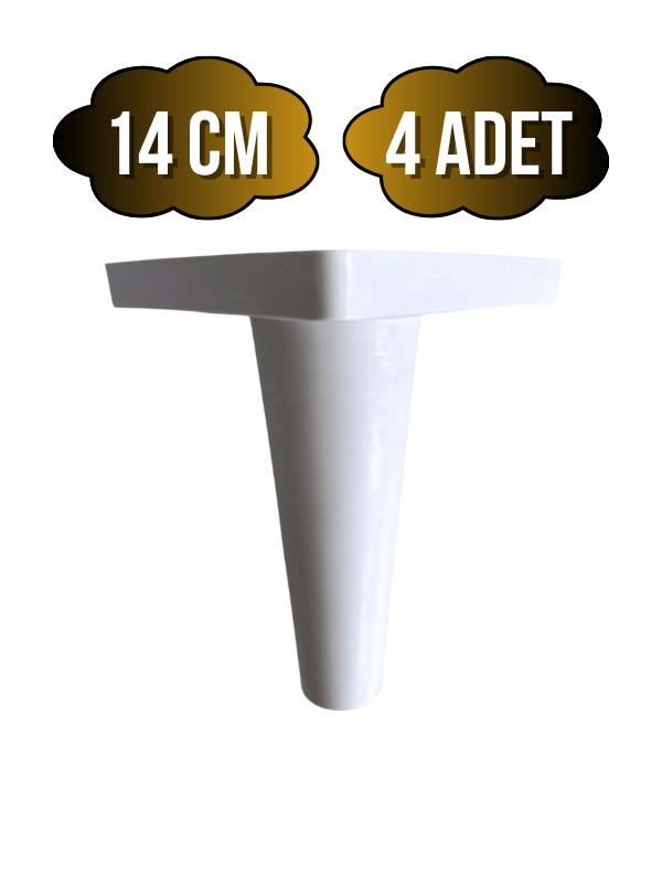 Rüzgar Plastik 14cm Ayak Mobilya Masa ve Dolap Ayağı(14CM)(BEYAZ)(4 ADET)