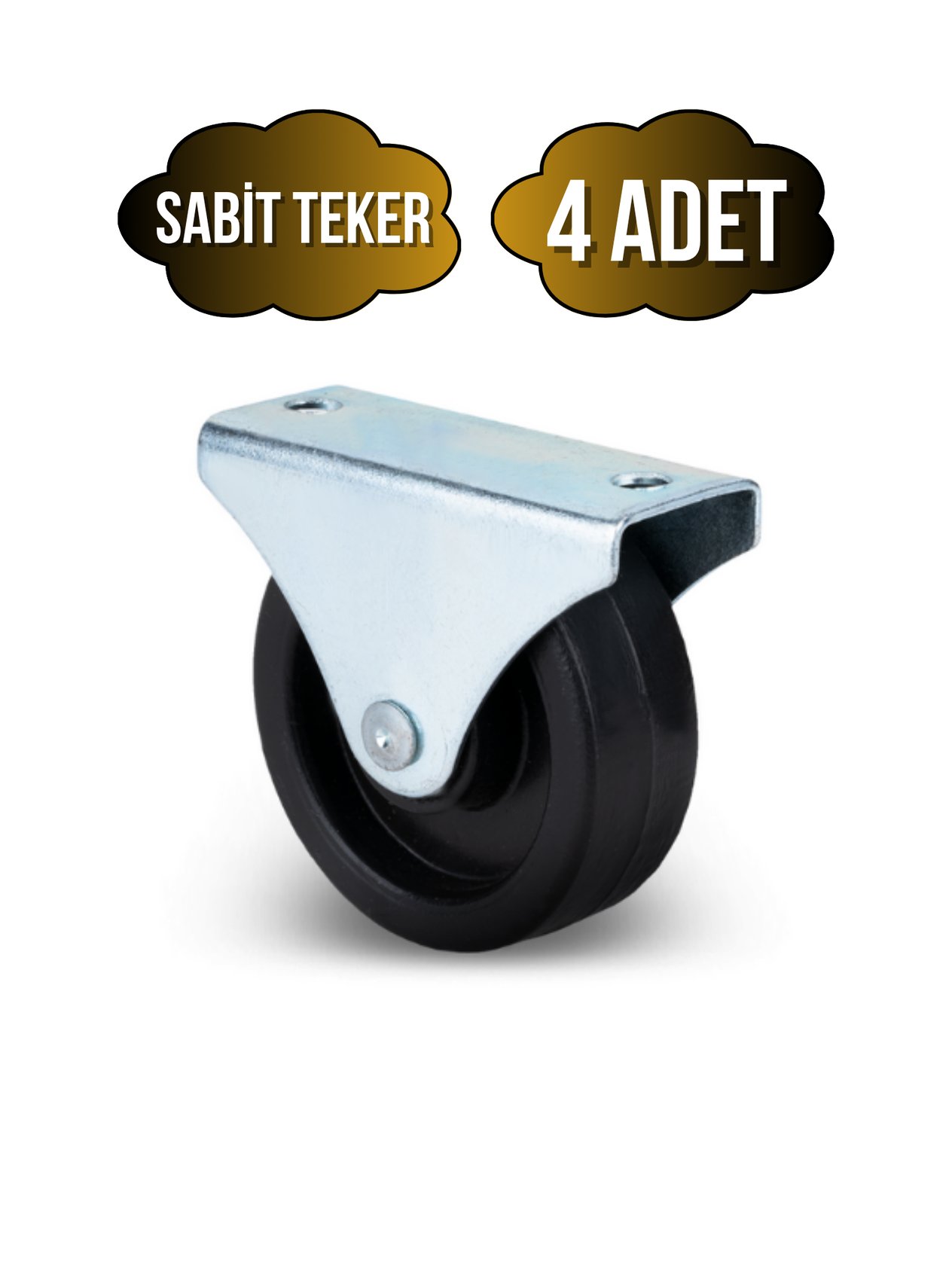 Sabit Tabanlı Masa Tekeri Sehpa ve Dolap Tekeri(Teker Çapı:25MM Yükseklik:30MM)(KROM-SİYAH)(4 ADET)