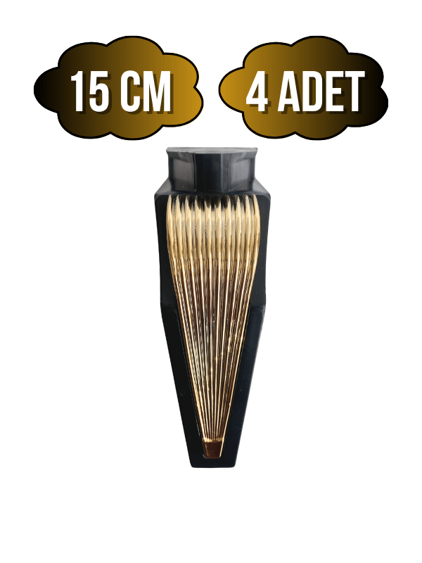 STİL 15CM Plastik Ayak Mobilya Masa ve Dolap Ayağı(15CM)(SİYAH - ALTIN)(4 ADET)