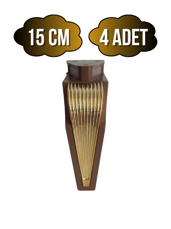 STİL 15CM Plastik Ayak Mobilya Masa ve Dolap Ayağı(15CM)(KAHVERENGİ - ALTIN)(4 ADET)