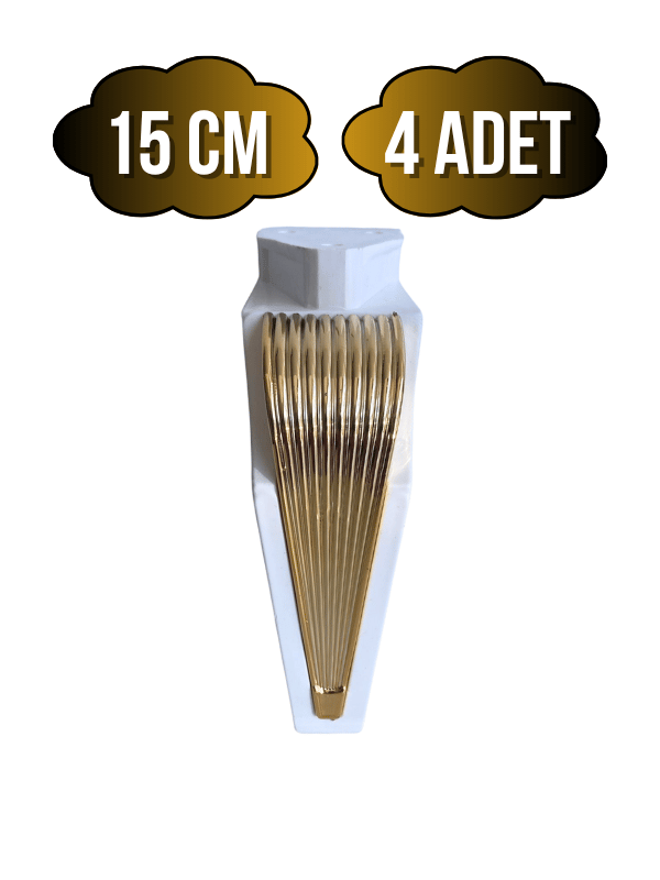 STİL 15CM Plastik Ayak Mobilya Masa ve Dolap Ayağı(15CM)(BEYAZ - ALTIN)(4 ADET)