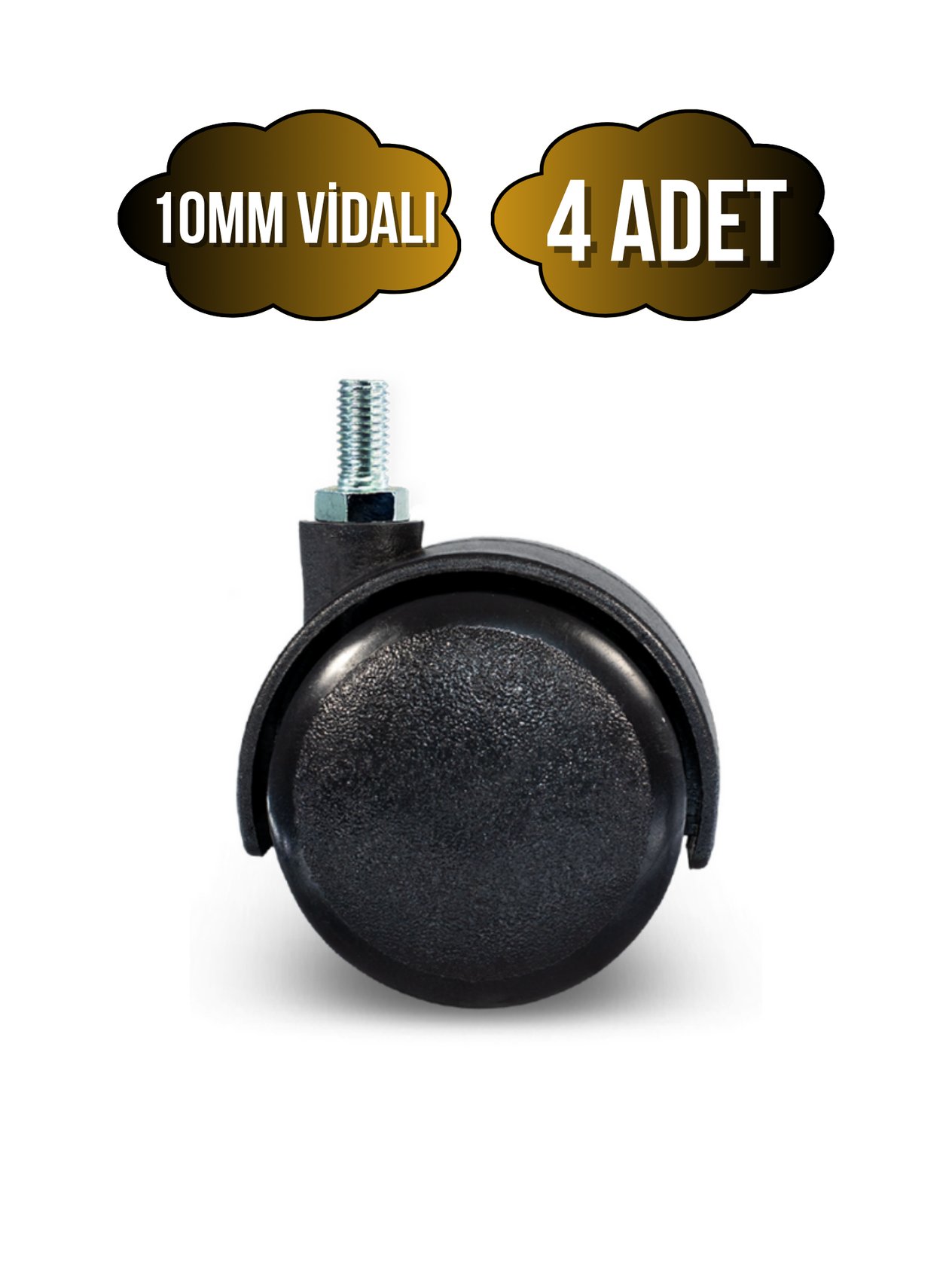 Vidalı Masa Tekeri Sandalye ve Koltuk Tekeri(10MM)(50MM)(SİYAH)(4 ADET)
