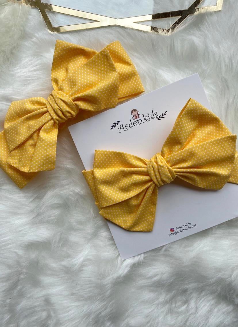 Sarı Minik Puantiyeli İri Fiyonk Bandana
