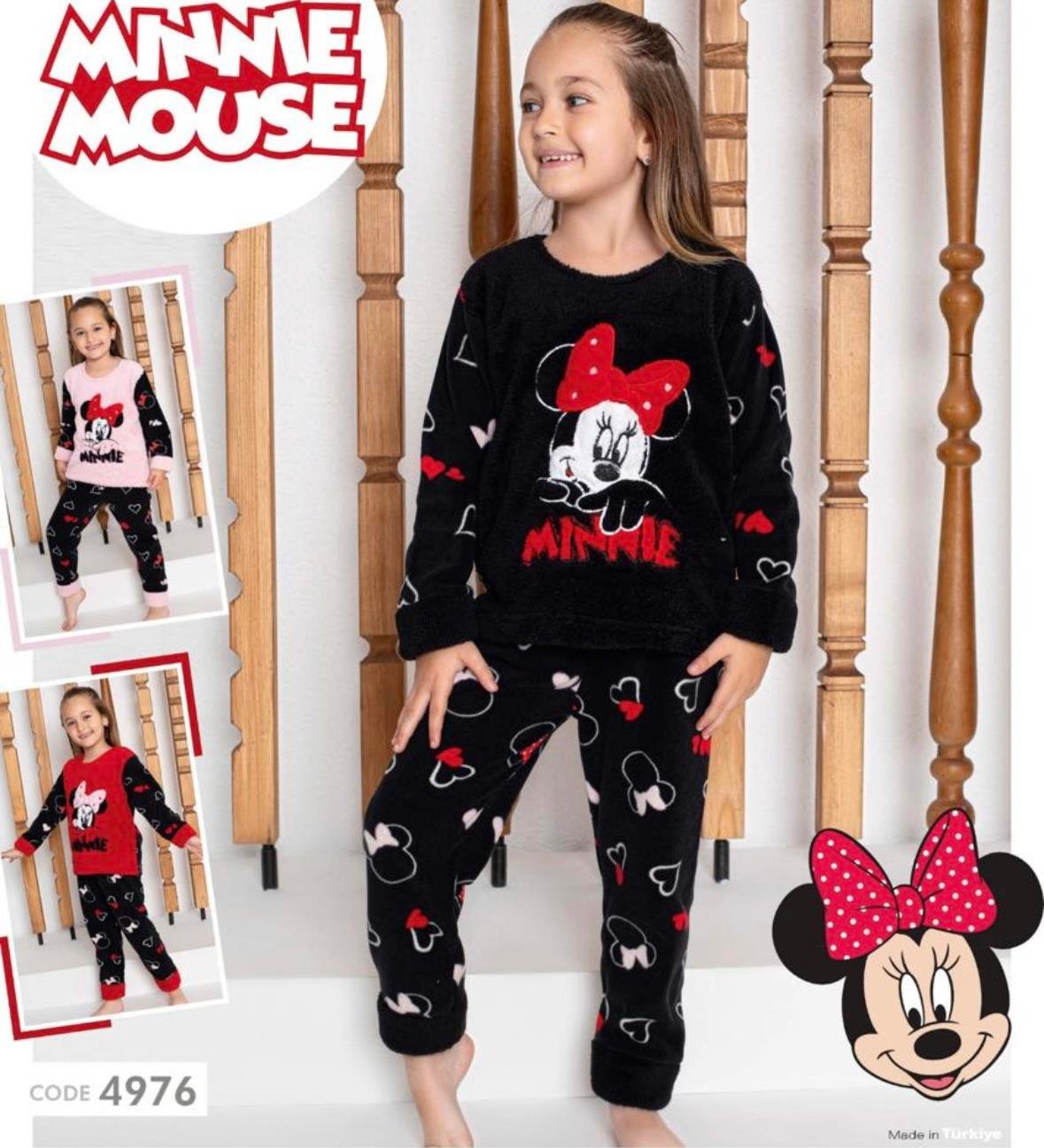 Siyah Minnie Pijama Takımı ( uyku bandı hediyeli )
