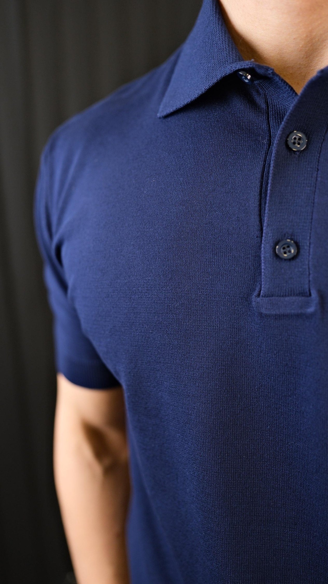 Polo Yaka Lacivert Triko T-shirt