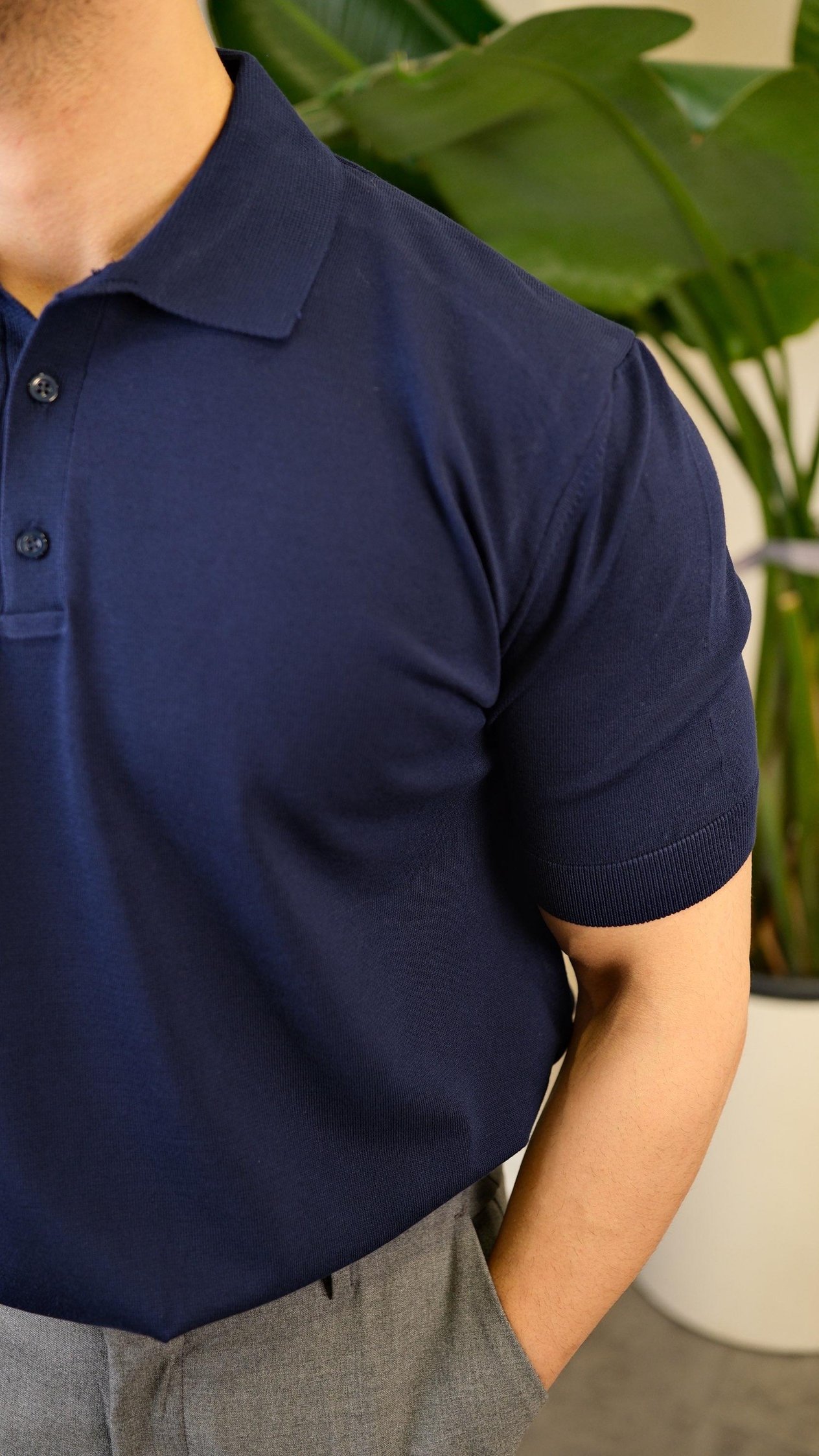 Polo Yaka Lacivert Triko T-shirt