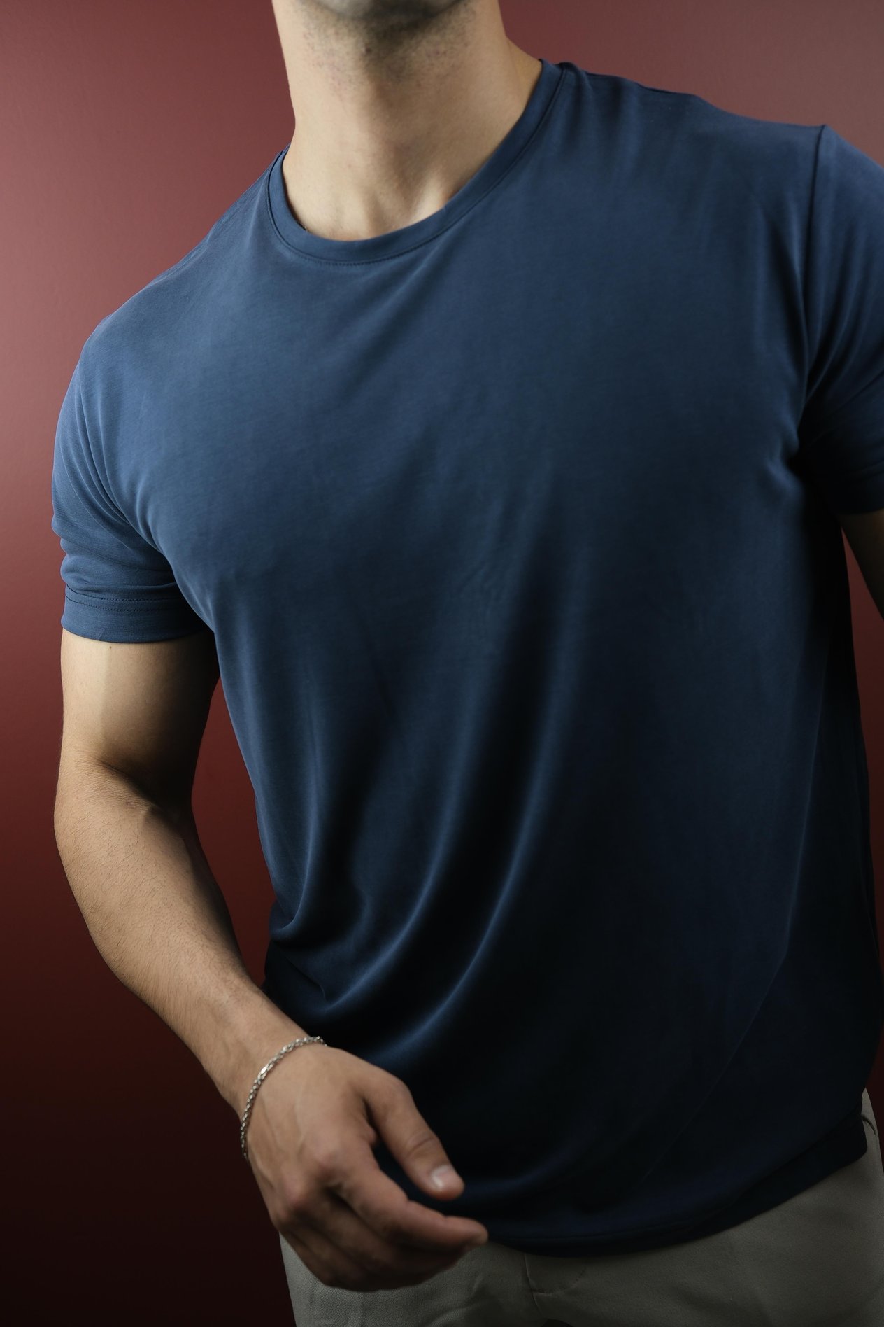 Premium Likra T-Shirt – Gece Mavisi