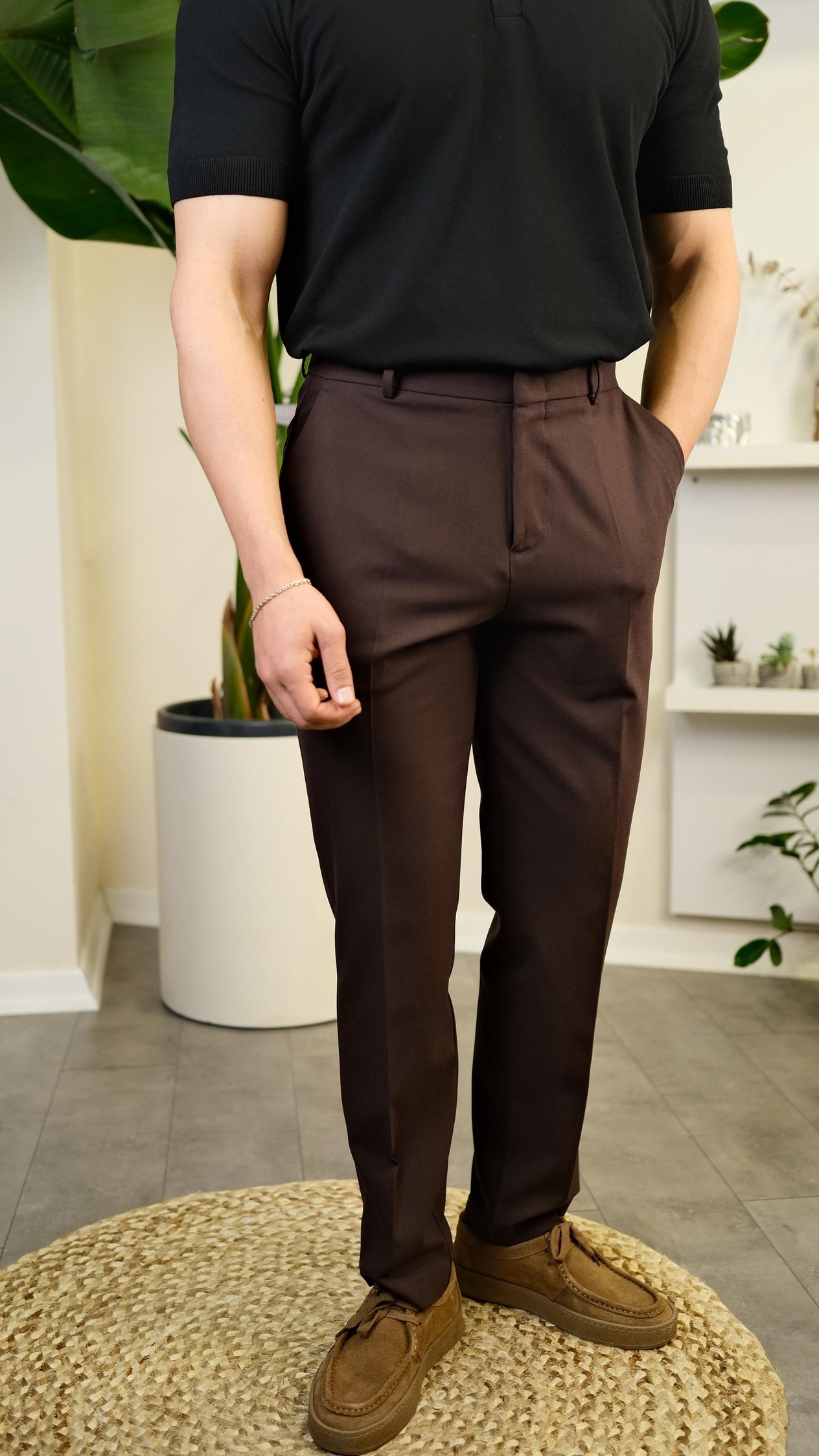 Slim Fit Kumaş Pantolon – Acı Kahve