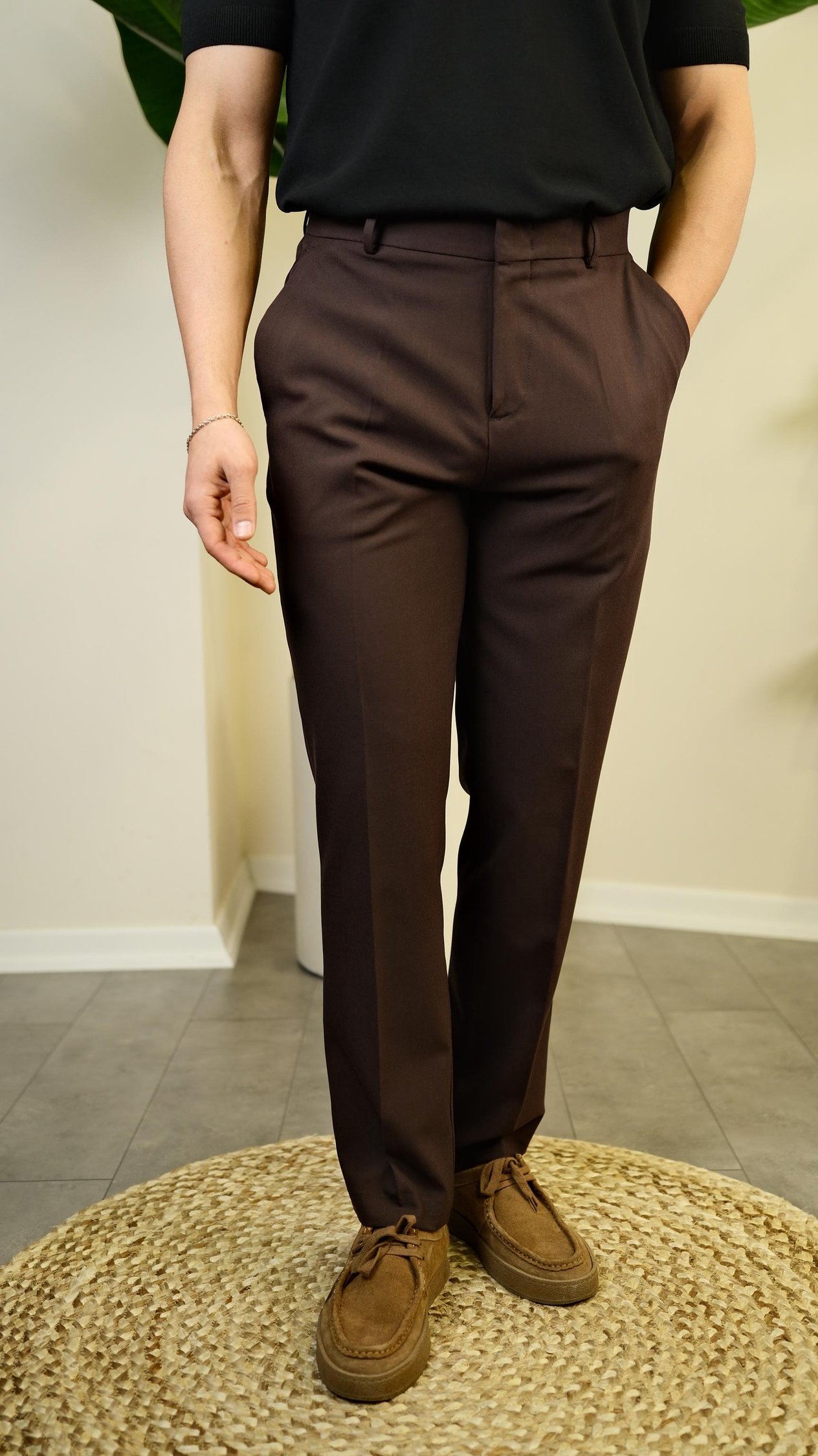 Slim Fit Kumaş Pantolon – Acı Kahve