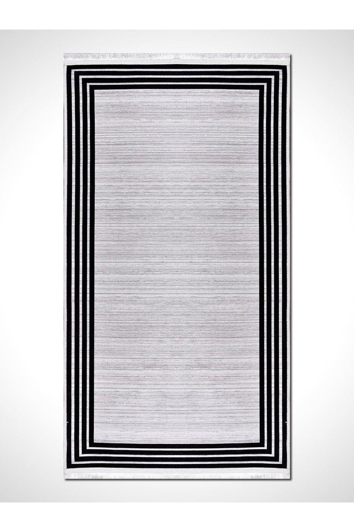 Carnival 757PC Siyah Modern Baskı Halı  Silinebilir Yıkanabilir Salon Antre Mutfak Halı Yolluk