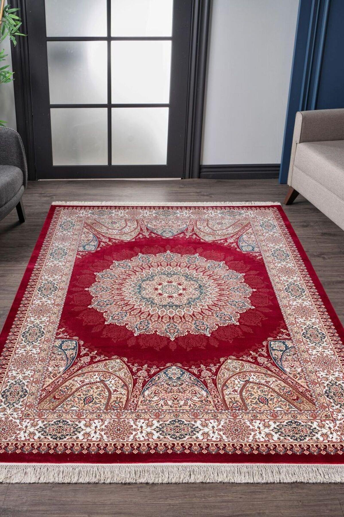 İsfahan Koleksiyonu İpek 100 Tarak Viskon İplik Sık Dokuma Salon İpek Halı