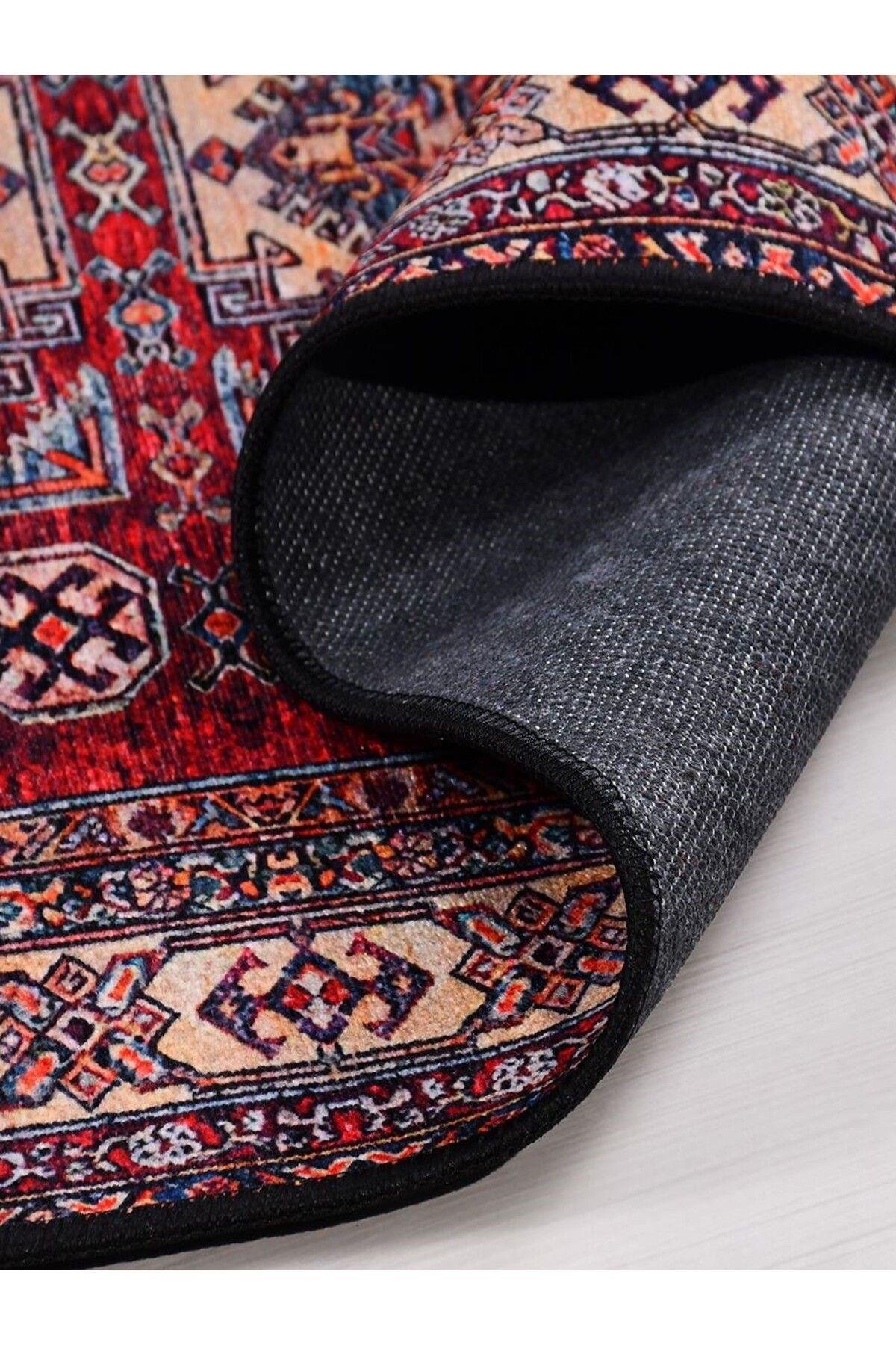 Retro 1039PC Multi Vintage Baskı Halı  Silinebilir Yıkanabilir Salon Antre Mutfak Halı Yolluk