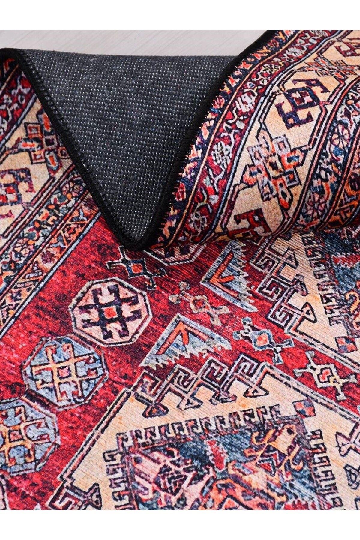 Retro 1039PC Multi Vintage Baskı Halı  Silinebilir Yıkanabilir Salon Antre Mutfak Halı Yolluk