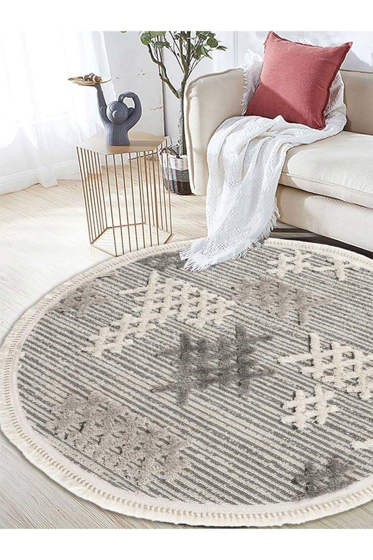Sanromeo Yuvarlak 2205 Yumuşacık Tozsuz Salon Koridor Antre Kolay Silinir Halı Yolluk Kilim