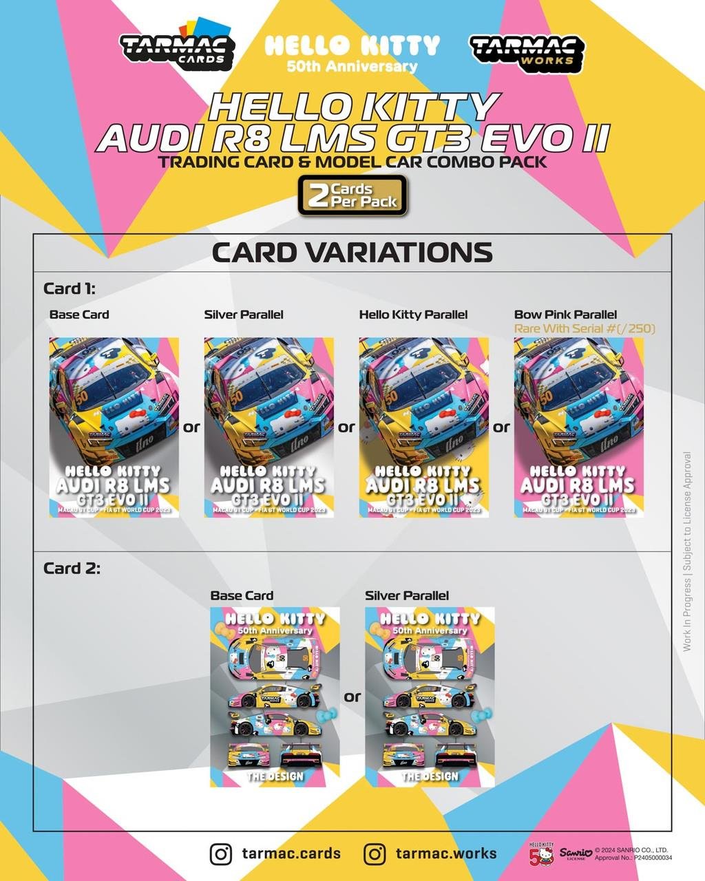 Tarmac Works Audi R8 LMS GT3 Evo II Macau GT Cup 2023 - Hello Kitty 50th Anniversary 1:64
