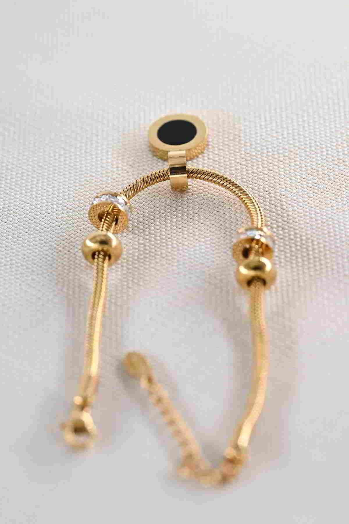 Çelik Gold Charm Bileklik