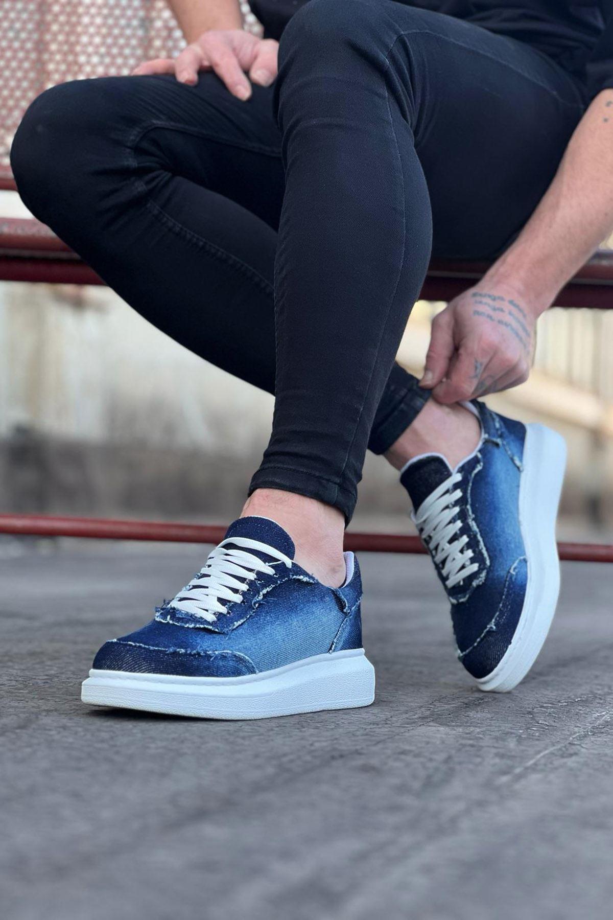 Celira HS018 Koyu Mavi Kot Kumaş Erkek Casual Ayakkabı