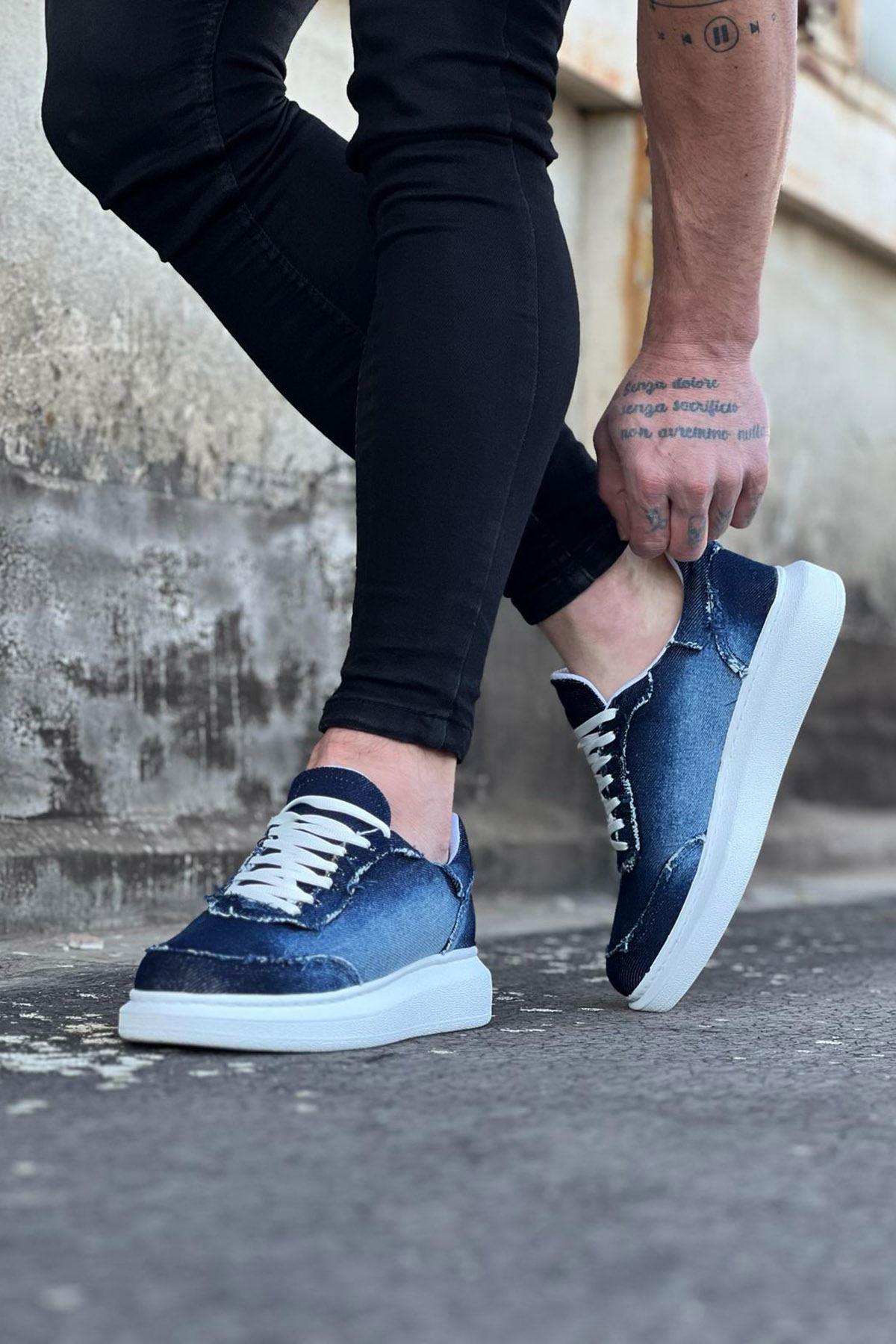 Celira HS018 Koyu Mavi Kot Kumaş Erkek Casual Ayakkabı