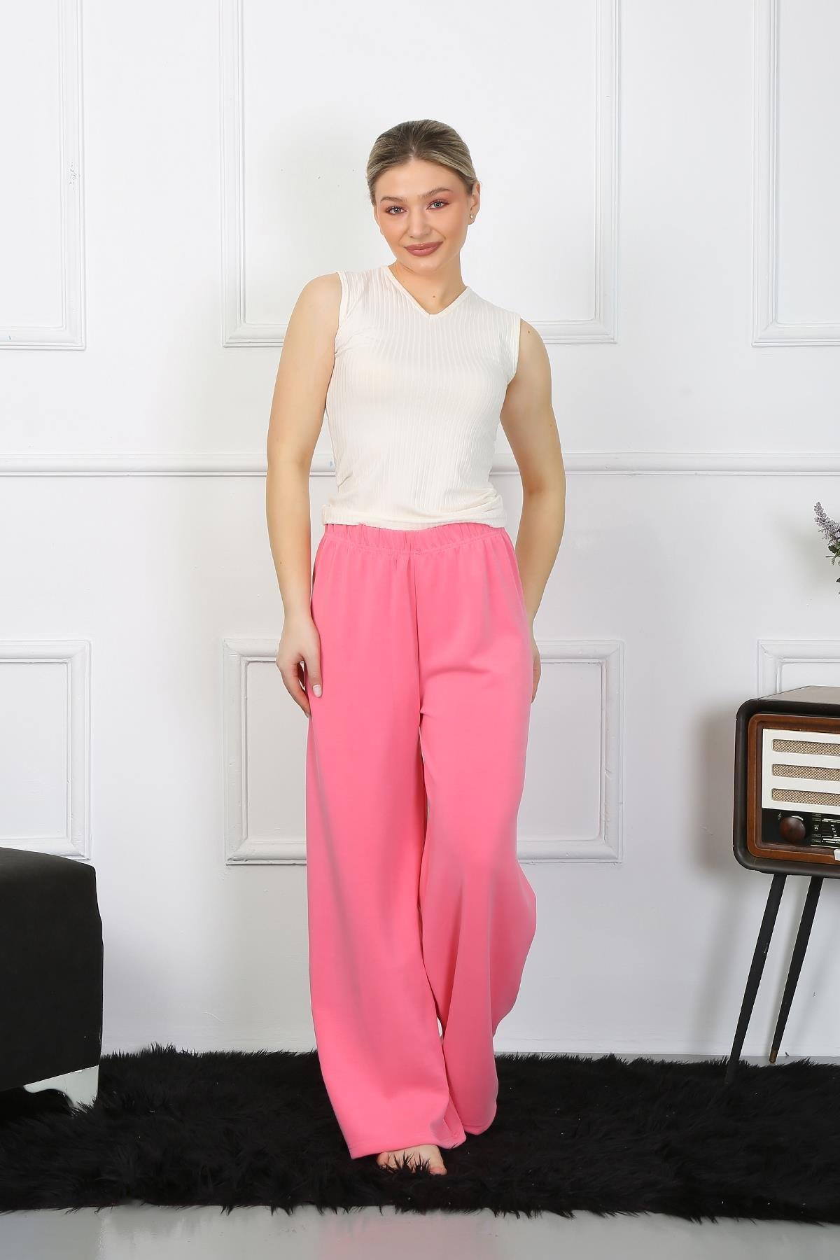 Celira Kadın Bol Paça Penye Pembe Alt Üst Takım 5501