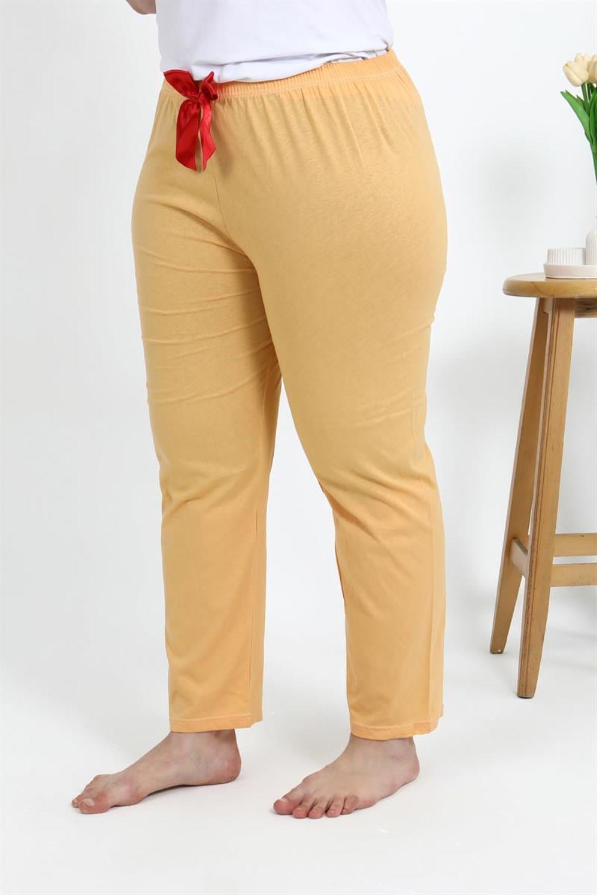 Celira Kadın Pamuklu Büyük Beden Alt Pijama Sarı