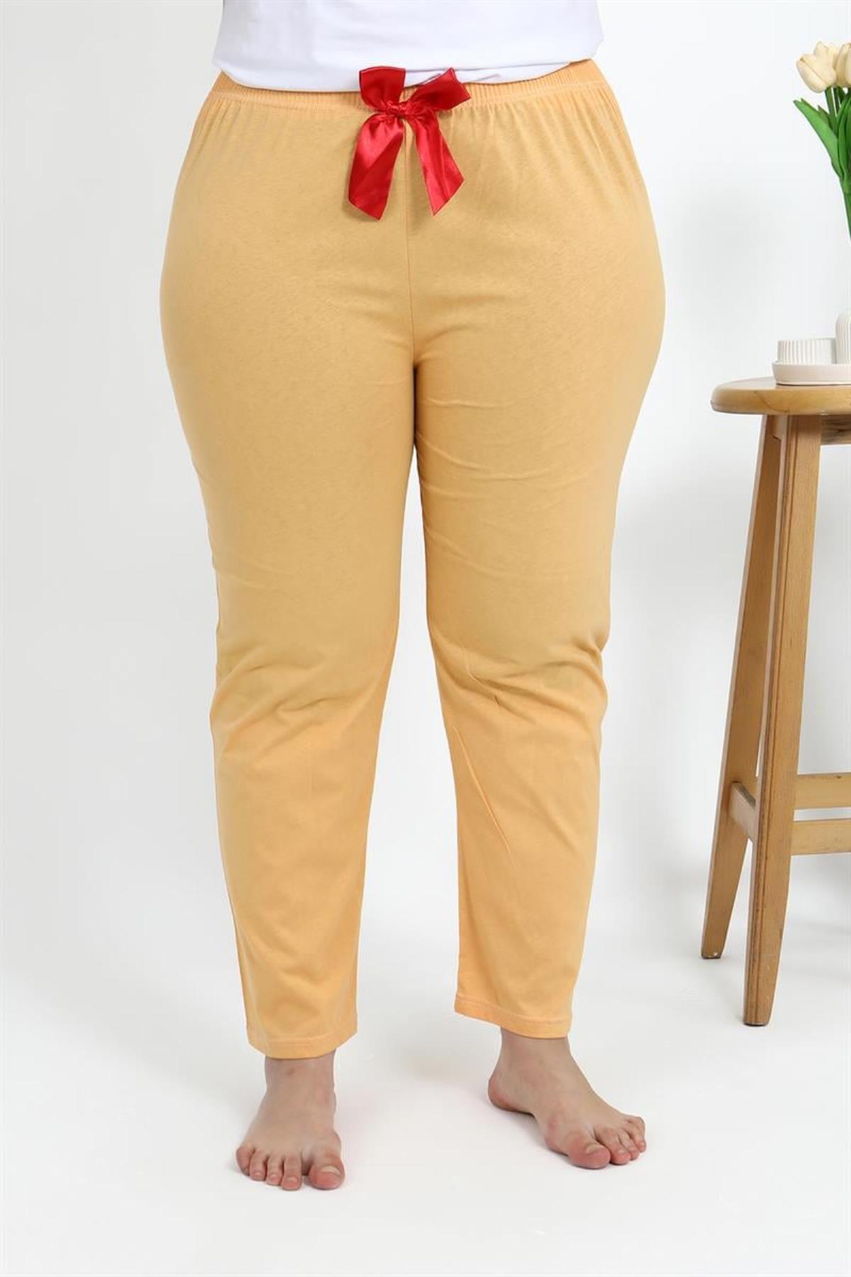 Celira Kadın Pamuklu Büyük Beden Alt Pijama Sarı