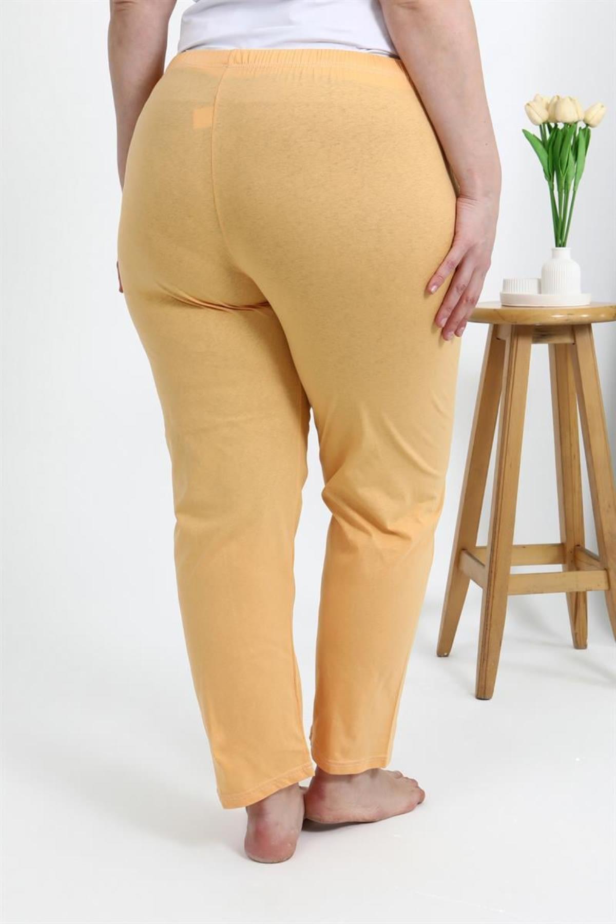 Celira Kadın Pamuklu Büyük Beden Alt Pijama Sarı
