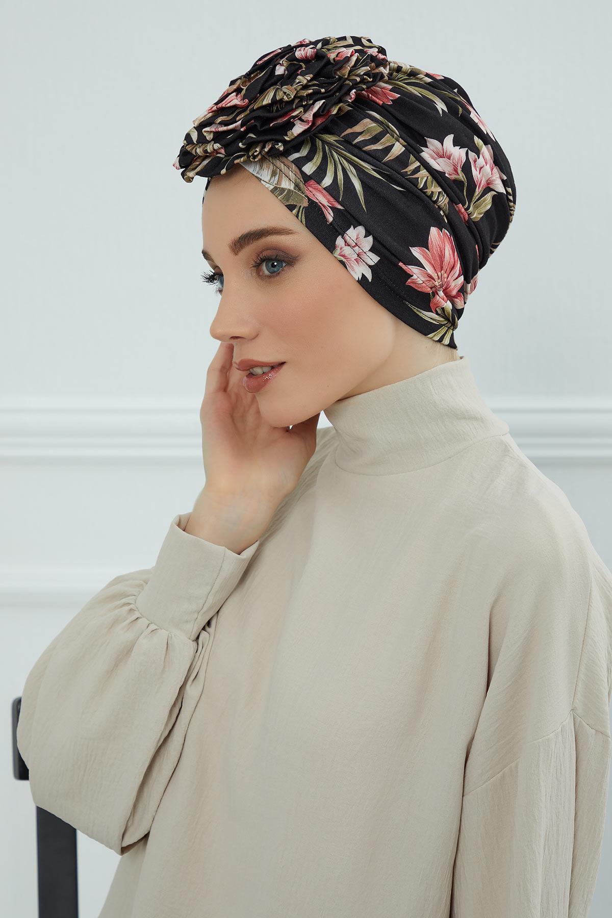 Güllü Penye Desenli Bone,B-21YD Desen 34