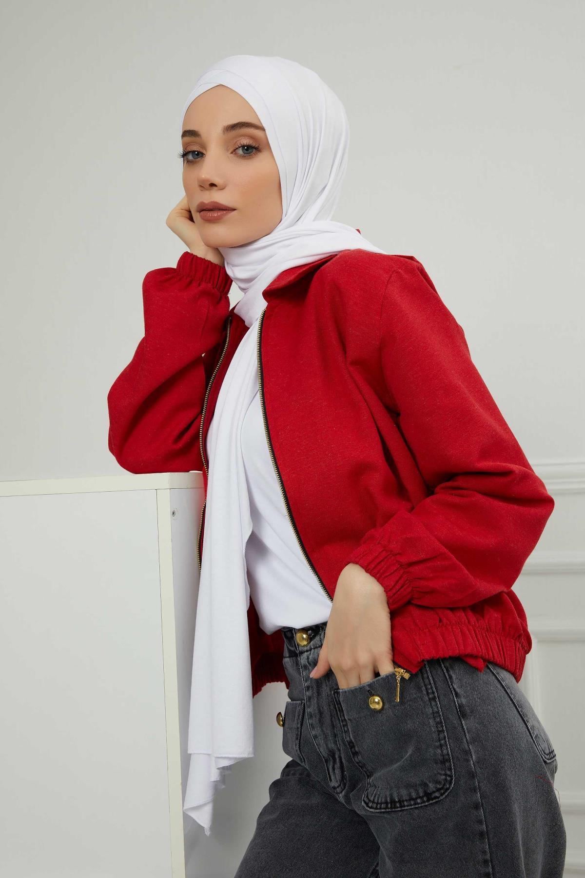 Önü Çapraz Pratik Penye Şal,PS-40 Beyaz