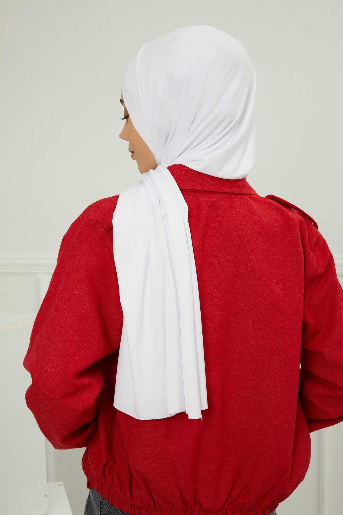 Önü Çapraz Pratik Penye Şal,PS-40 Beyaz