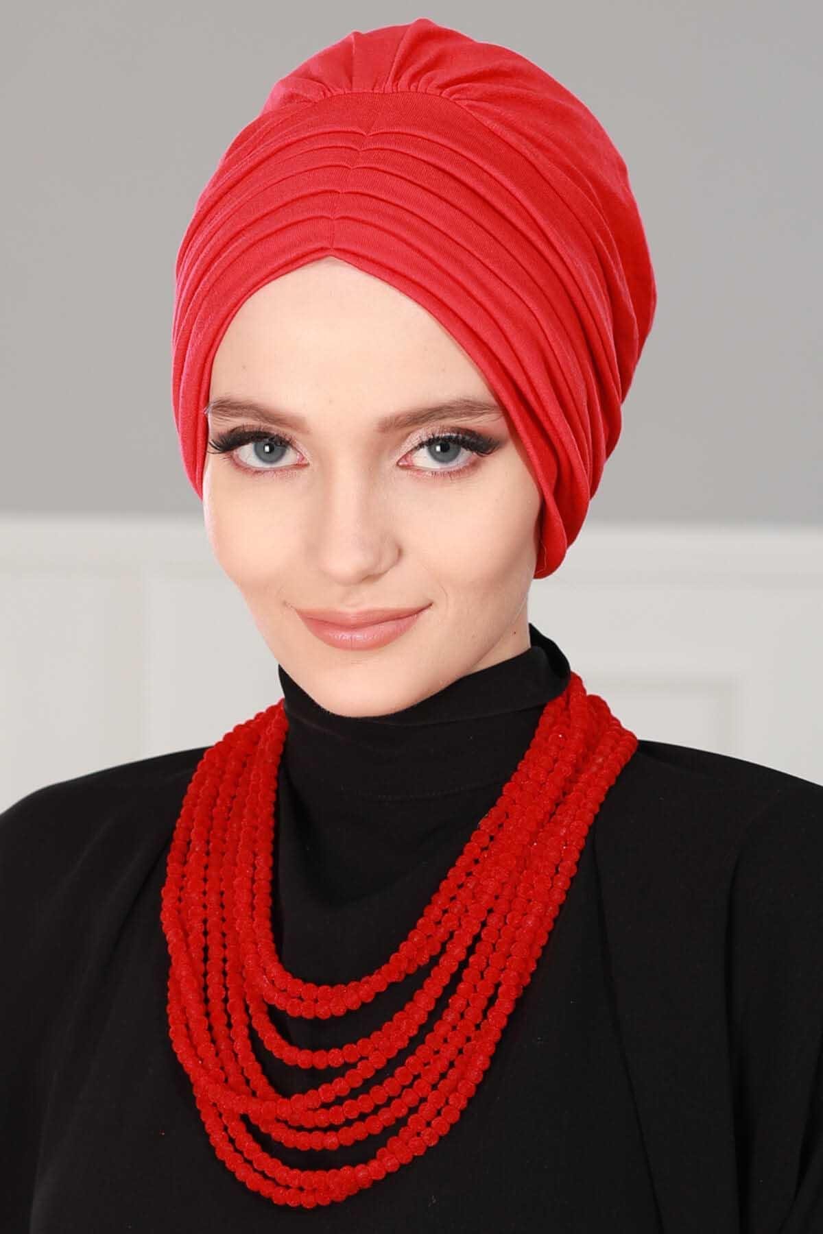 Pileli Penye Bone,B-13 Kırmızı