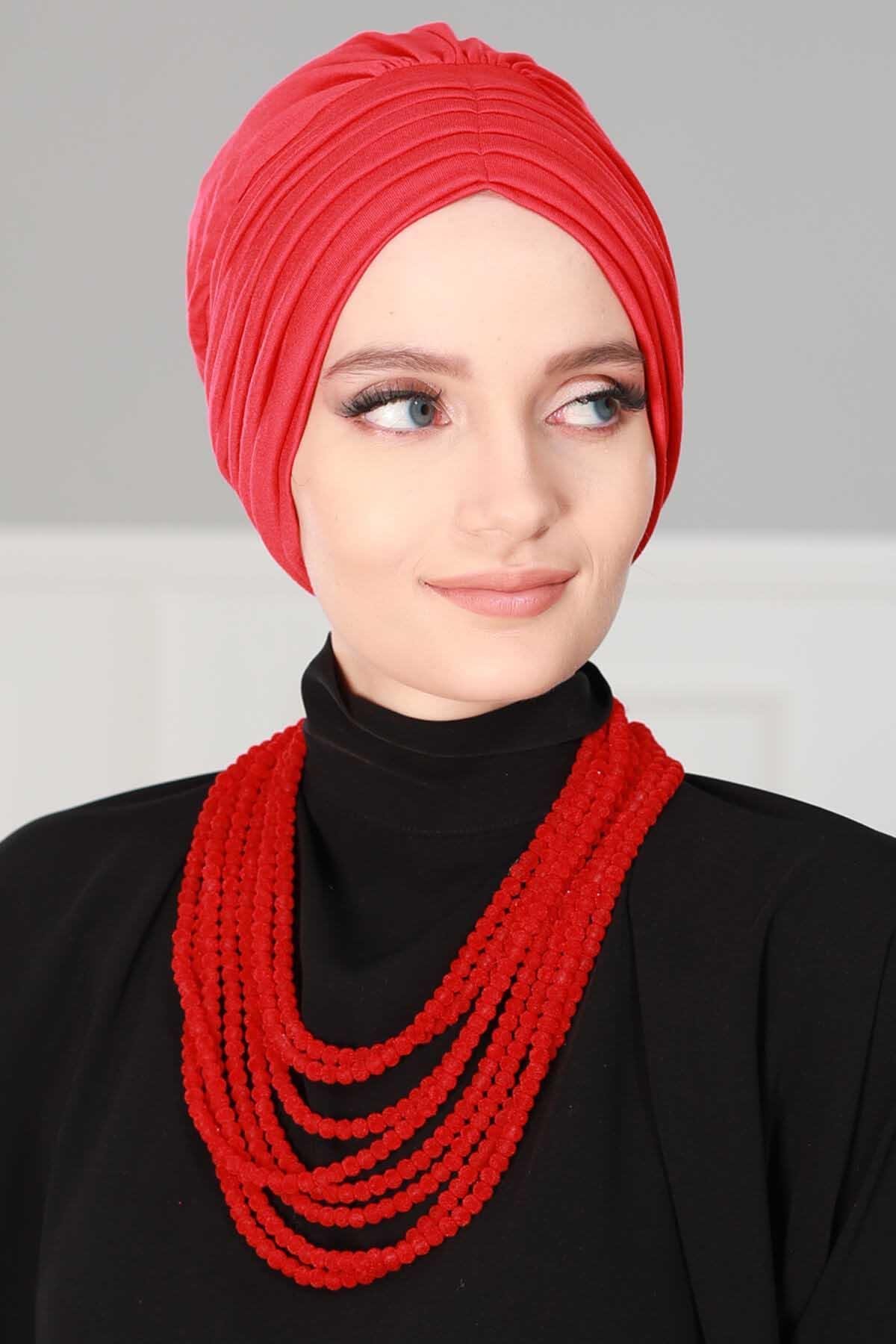 Pileli Penye Bone,B-13 Kırmızı