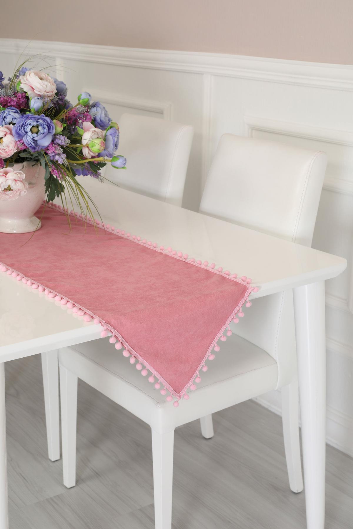 Ponponlu Runner 140x40,R-20 Pembe