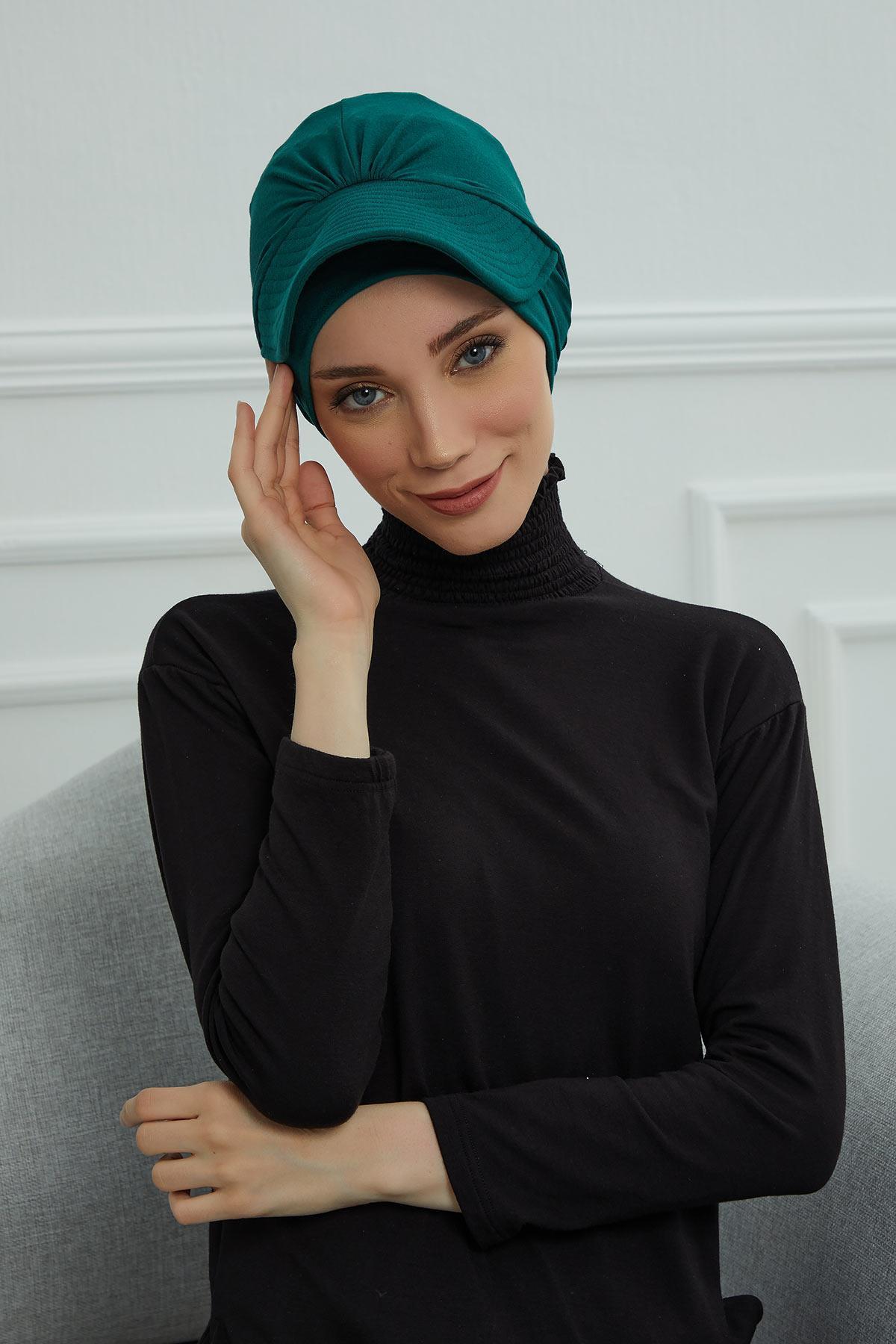 Siperlik Detaylı Penye Bone,B-66 Yeşil