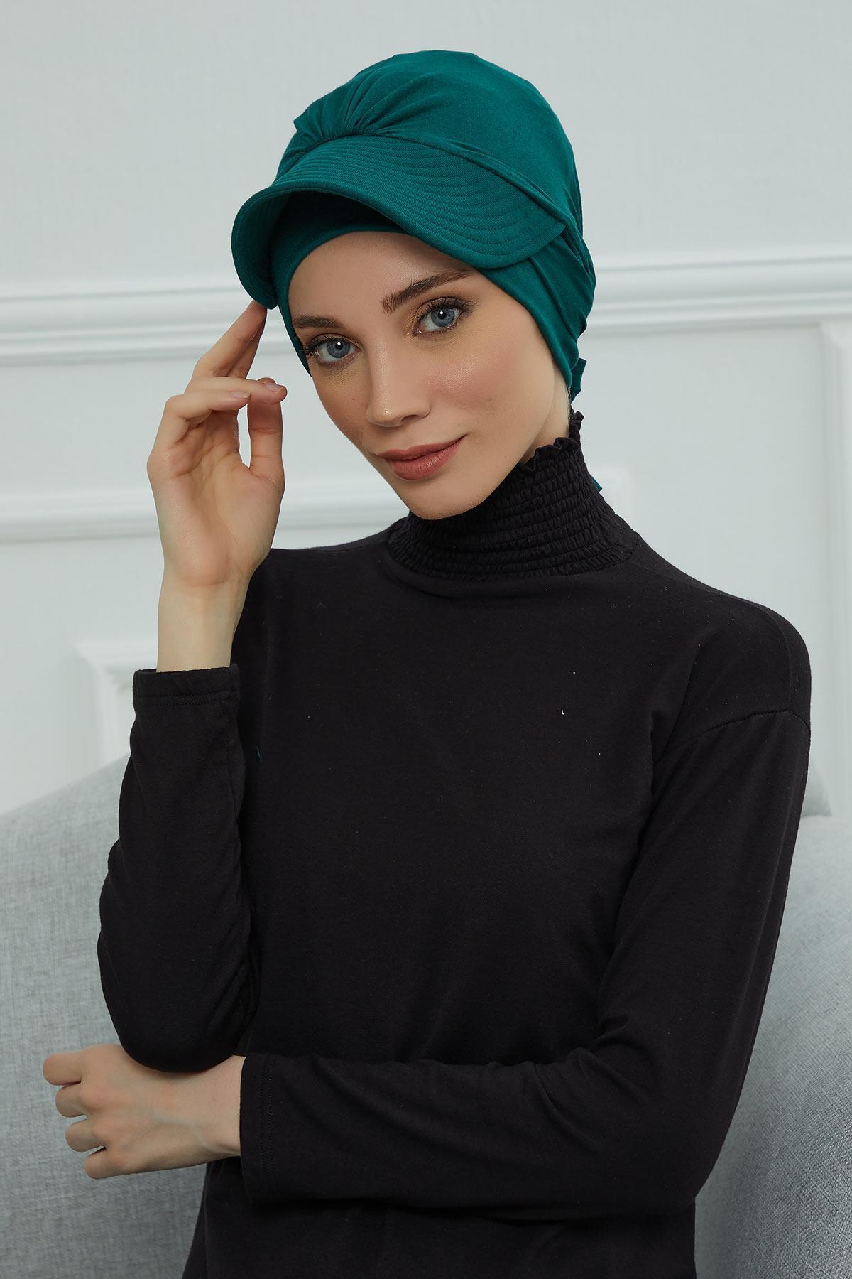 Siperlik Detaylı Penye Bone,B-66 Yeşil