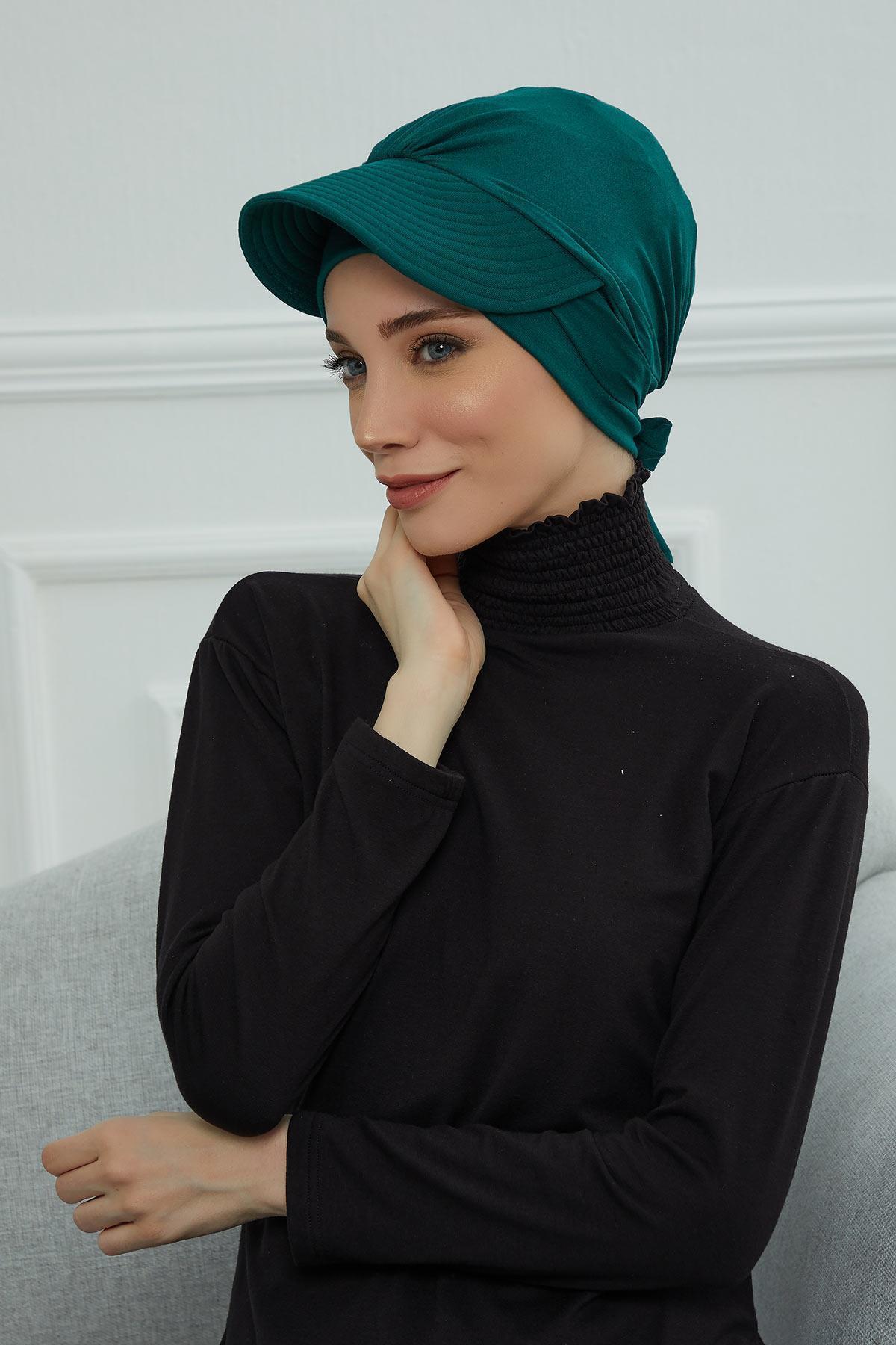 Siperlik Detaylı Penye Bone,B-66 Yeşil