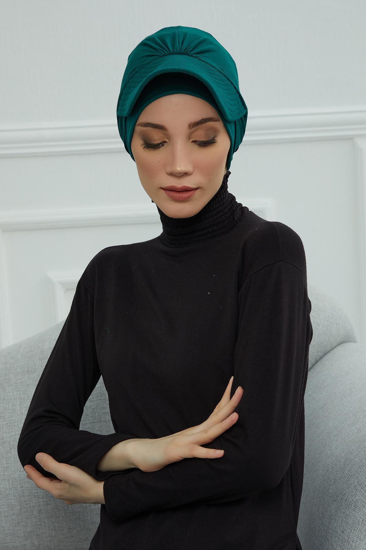 Siperlik Detaylı Penye Bone,B-66 Yeşil