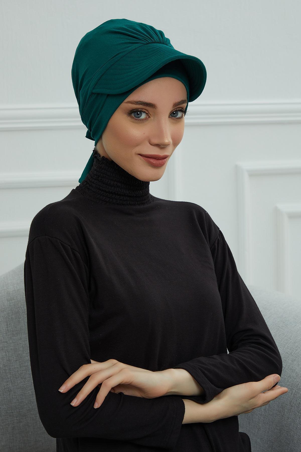 Siperlik Detaylı Penye Bone,B-66 Yeşil